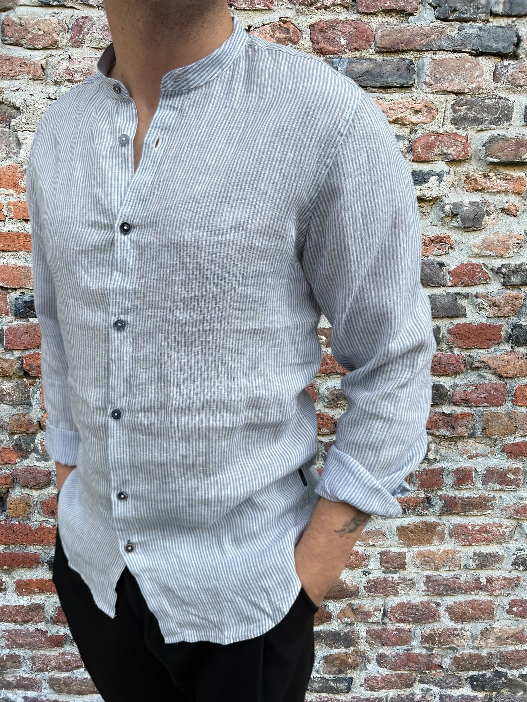 Camicia Gianni Lupo Lino Blu 7010 (11958615572820)