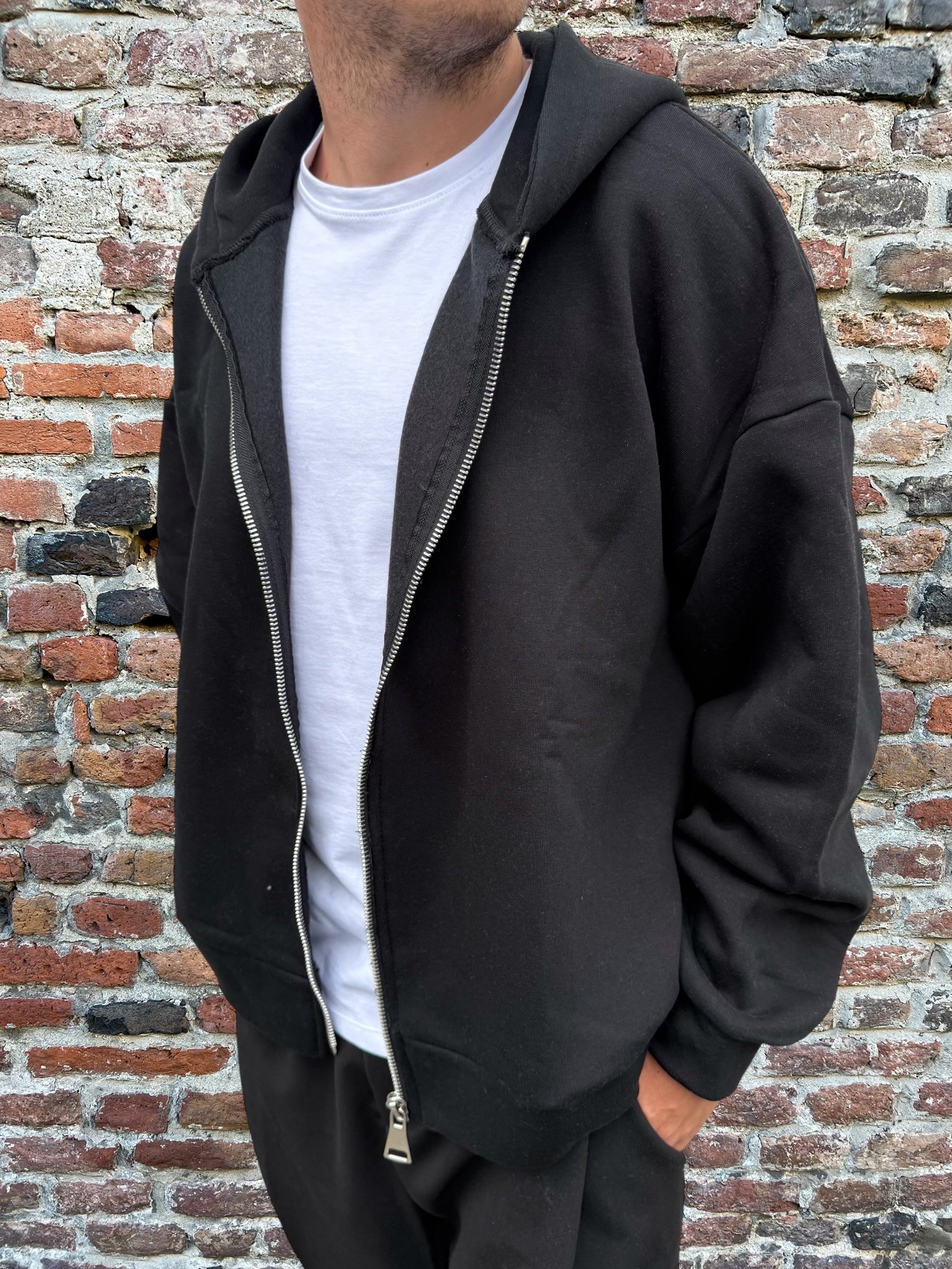 Felpa Njb Zip Croppata Nera Gb28 (12221094265172)