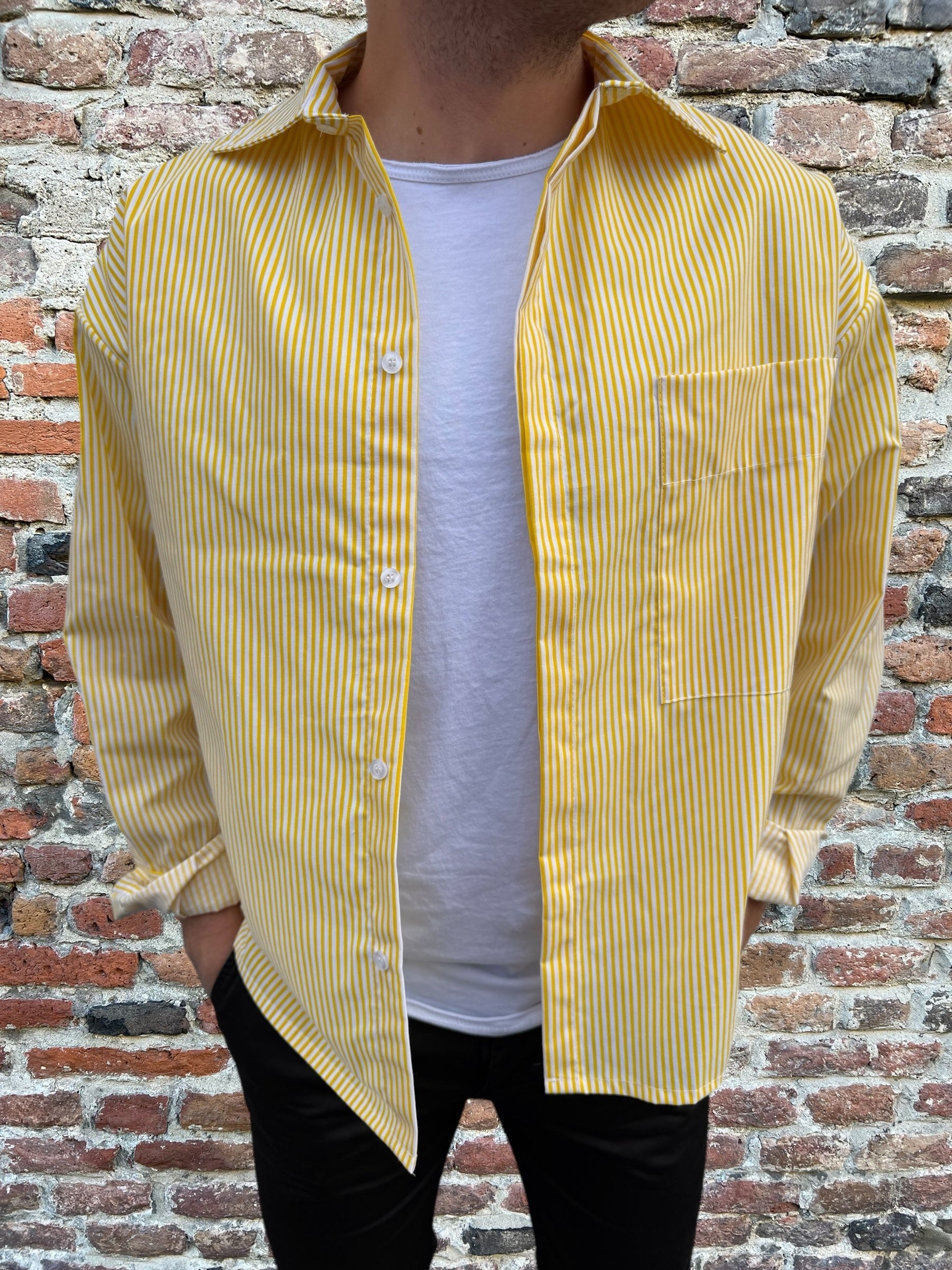 Camicia Njb Cropped Rigata Gialla (11986312560980)