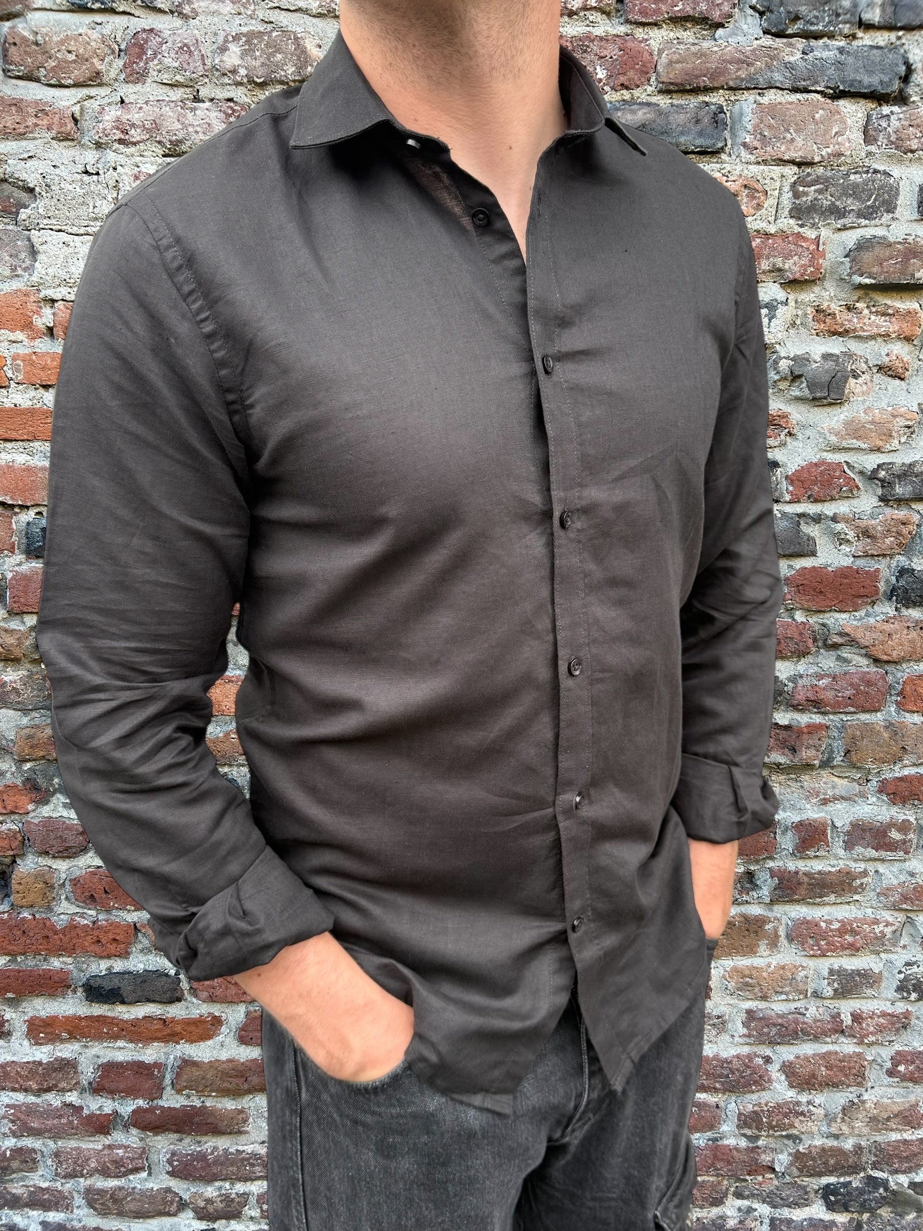 Camicia Over-d Lino Nera C27 (12064315736404)