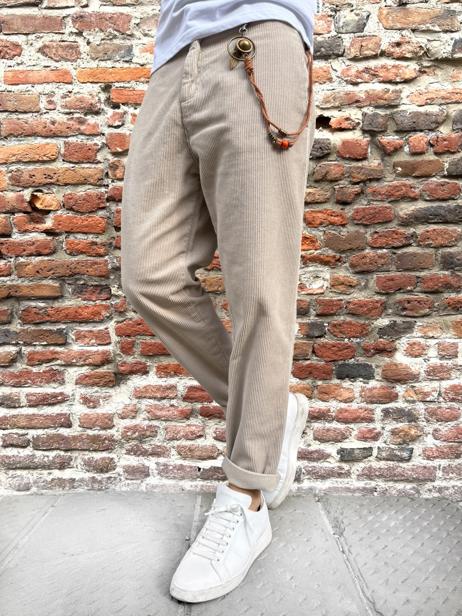 Pantalone Over-D Velluto Tapered Beige P57 (12267068162388)