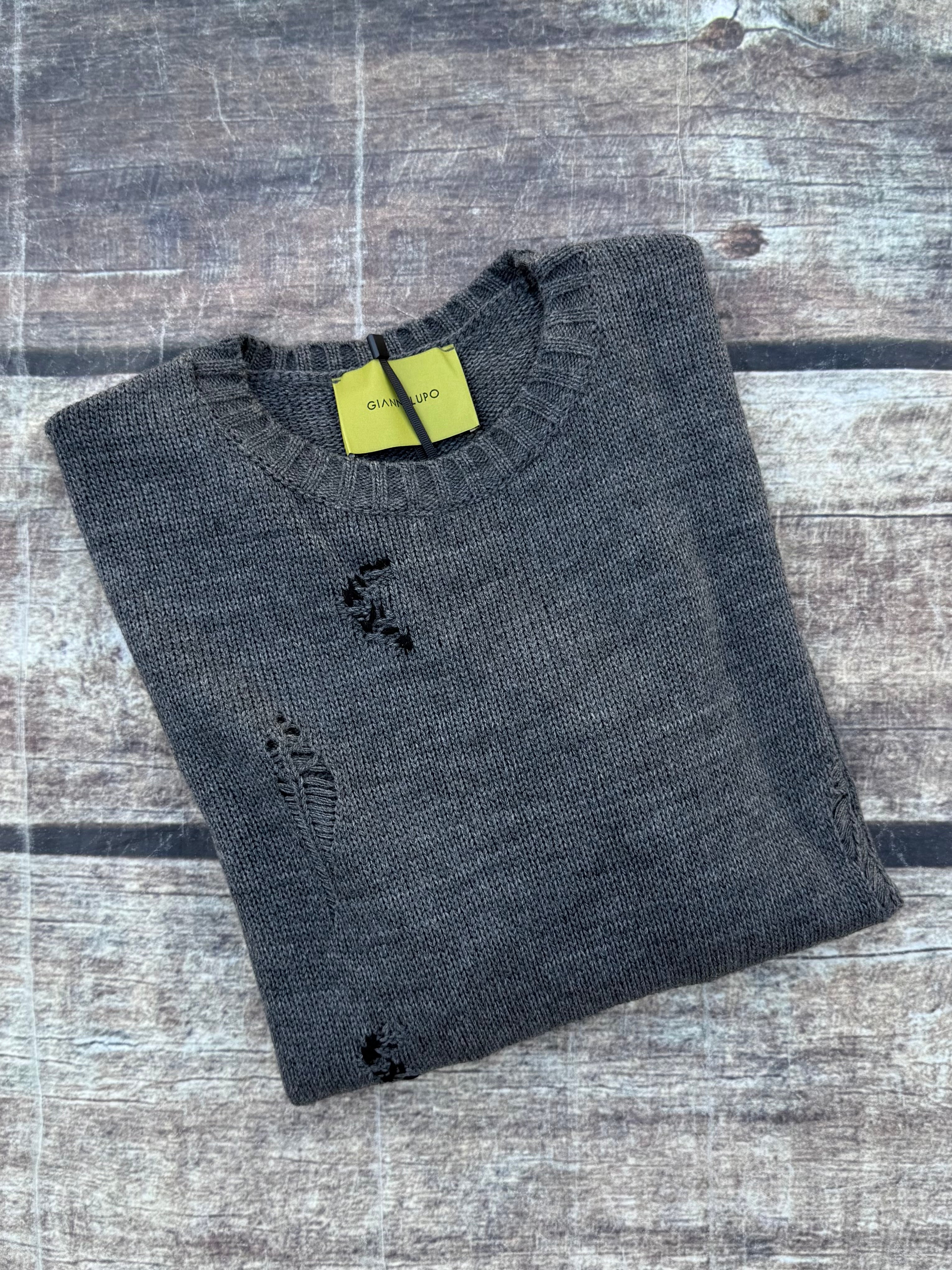 Maglione Gisìanni Lupo Strappi Grey 1010 (12234423435604)