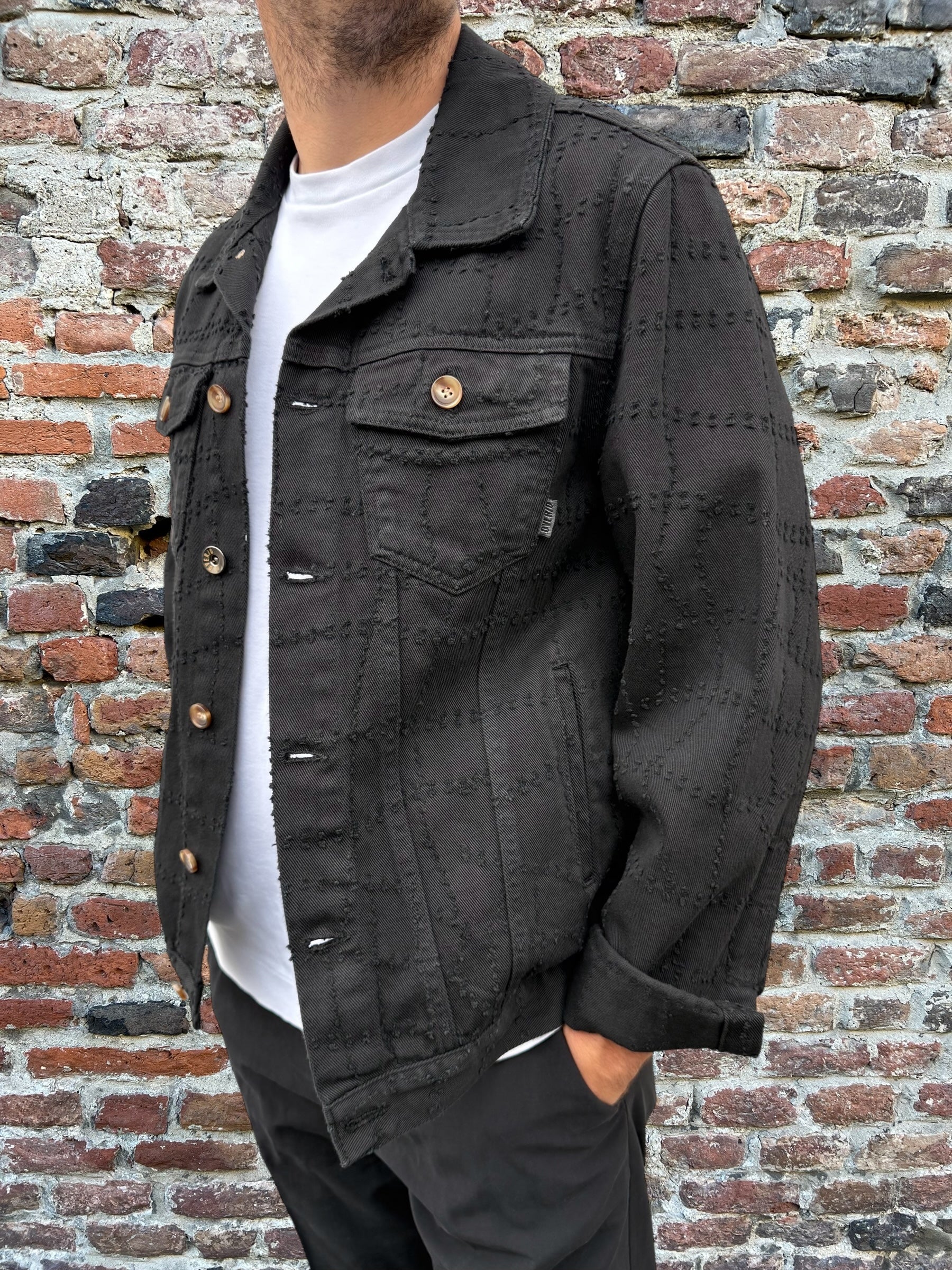 Giacchetto Jeans Over-D  Trucker Nero J48 (12267232657748)