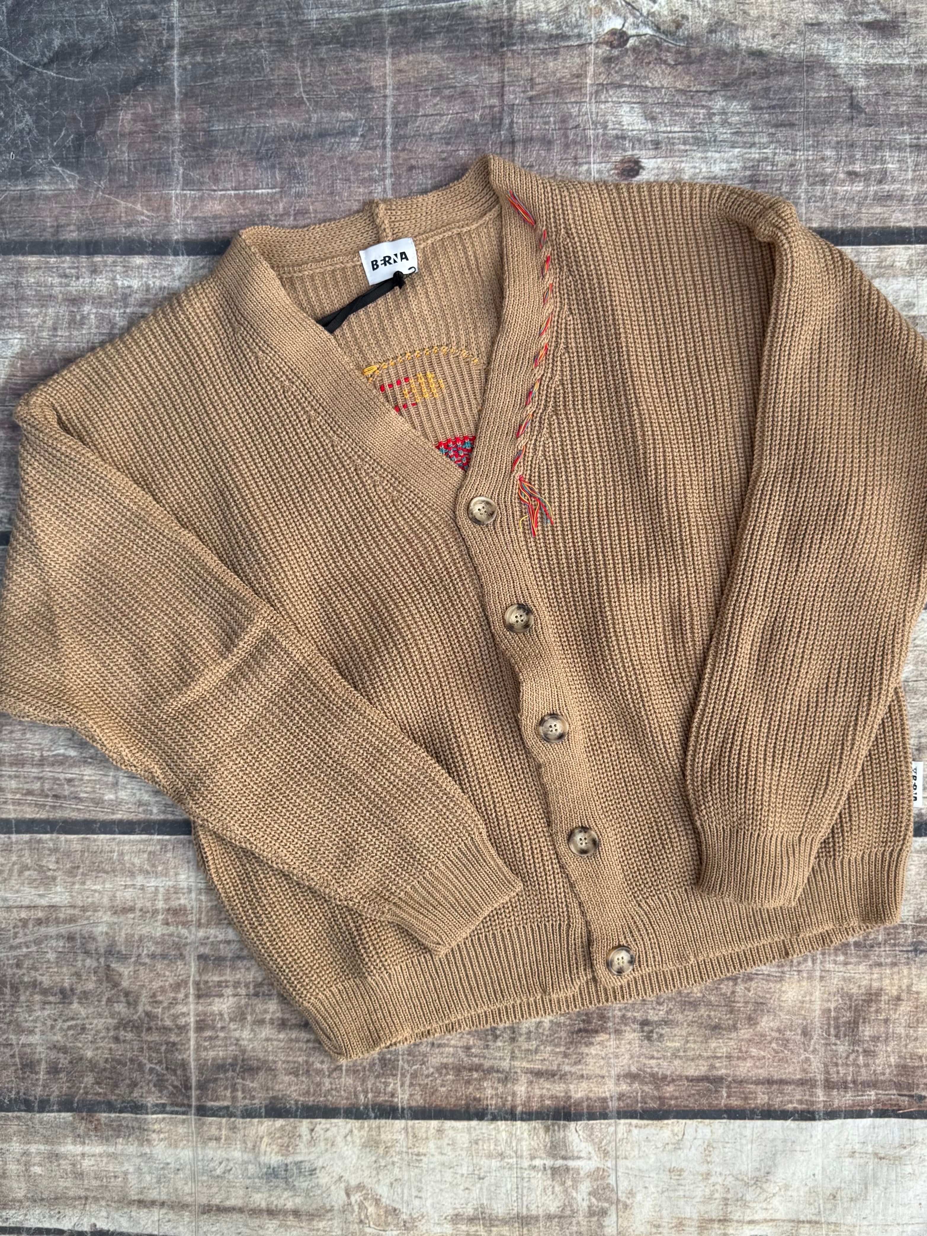 Cardigan Berna Over Jacquared Cammello 014 (12220062171476)