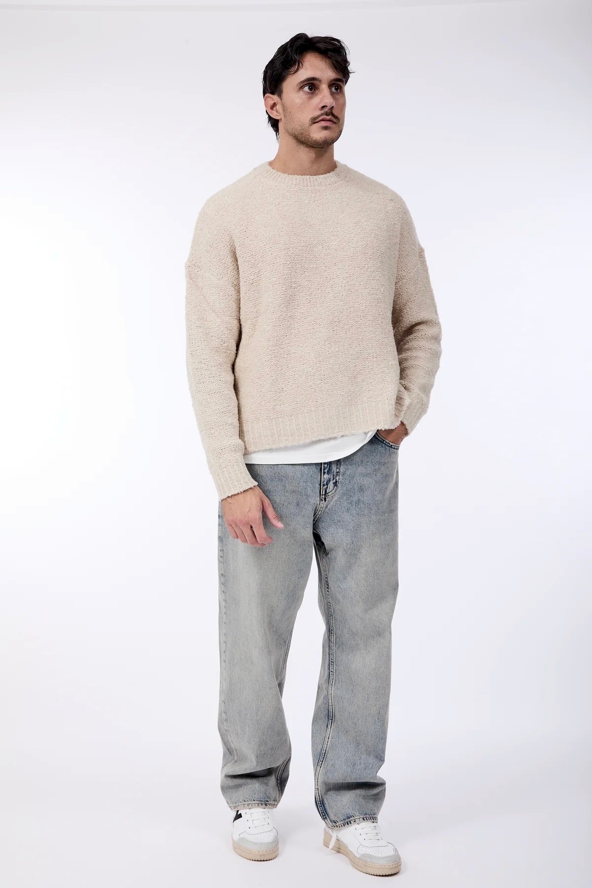 Maglione Over-d Bouclé Cropped Corda M65
