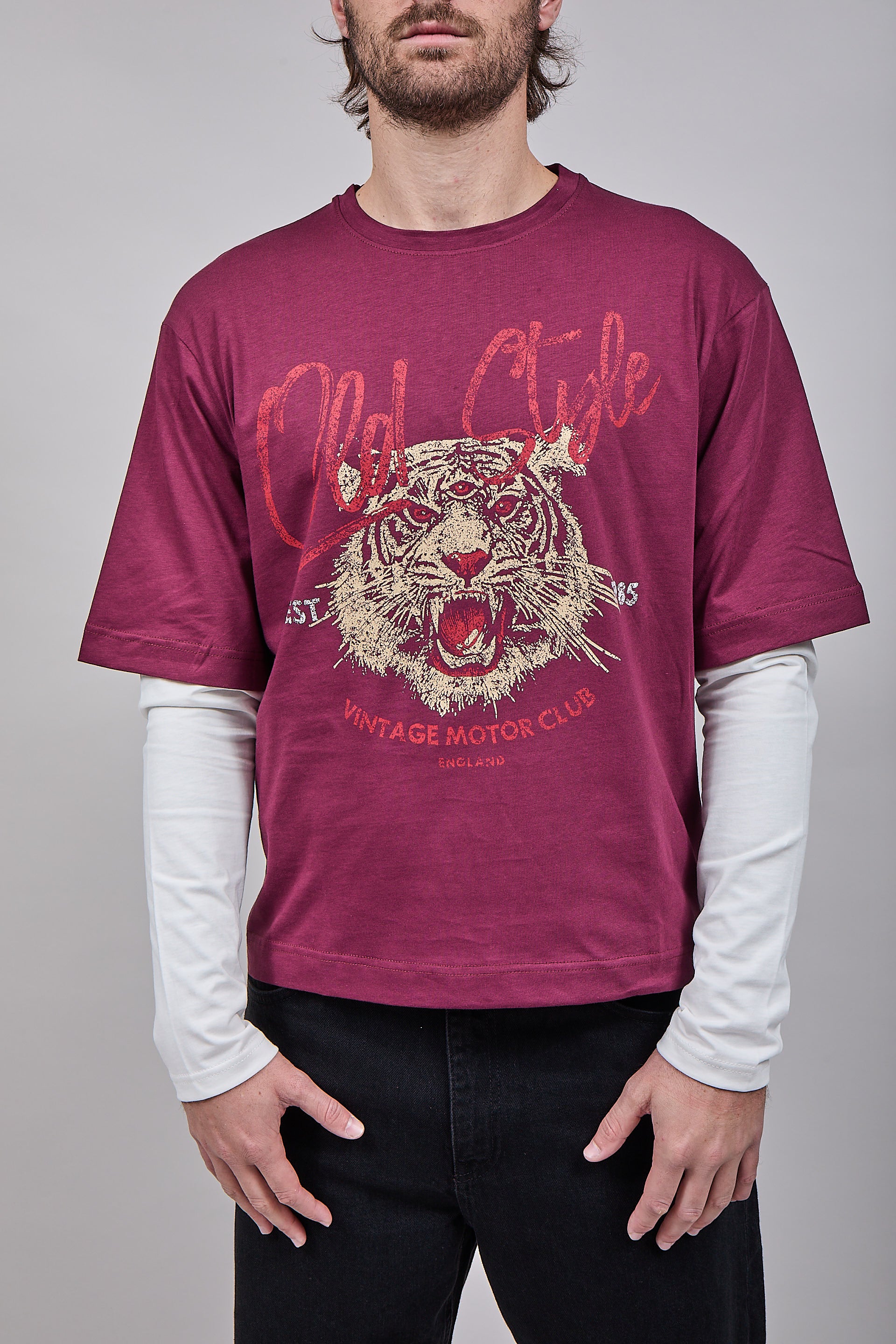 T-shirt Doppiamanica Berna Tigre Bordeaux