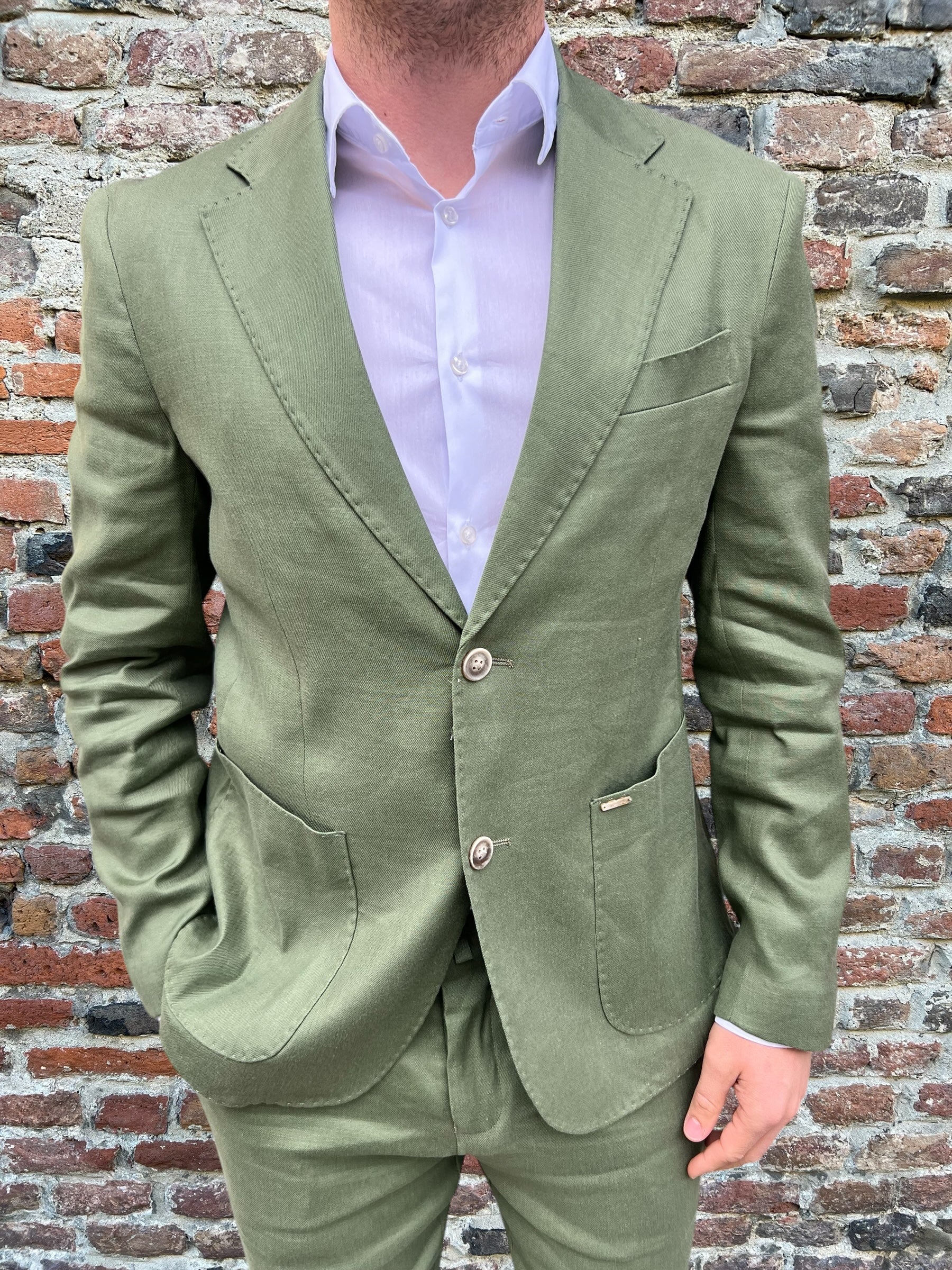 Giacca Gianni Lupo Lino Militare 010 (9073297686868)