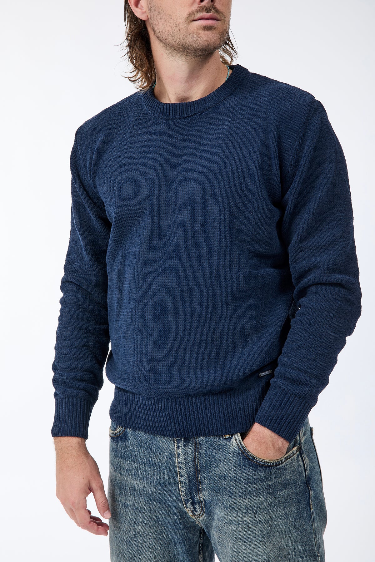 Maglione Gianni Lupo Ciniglia Navy 535