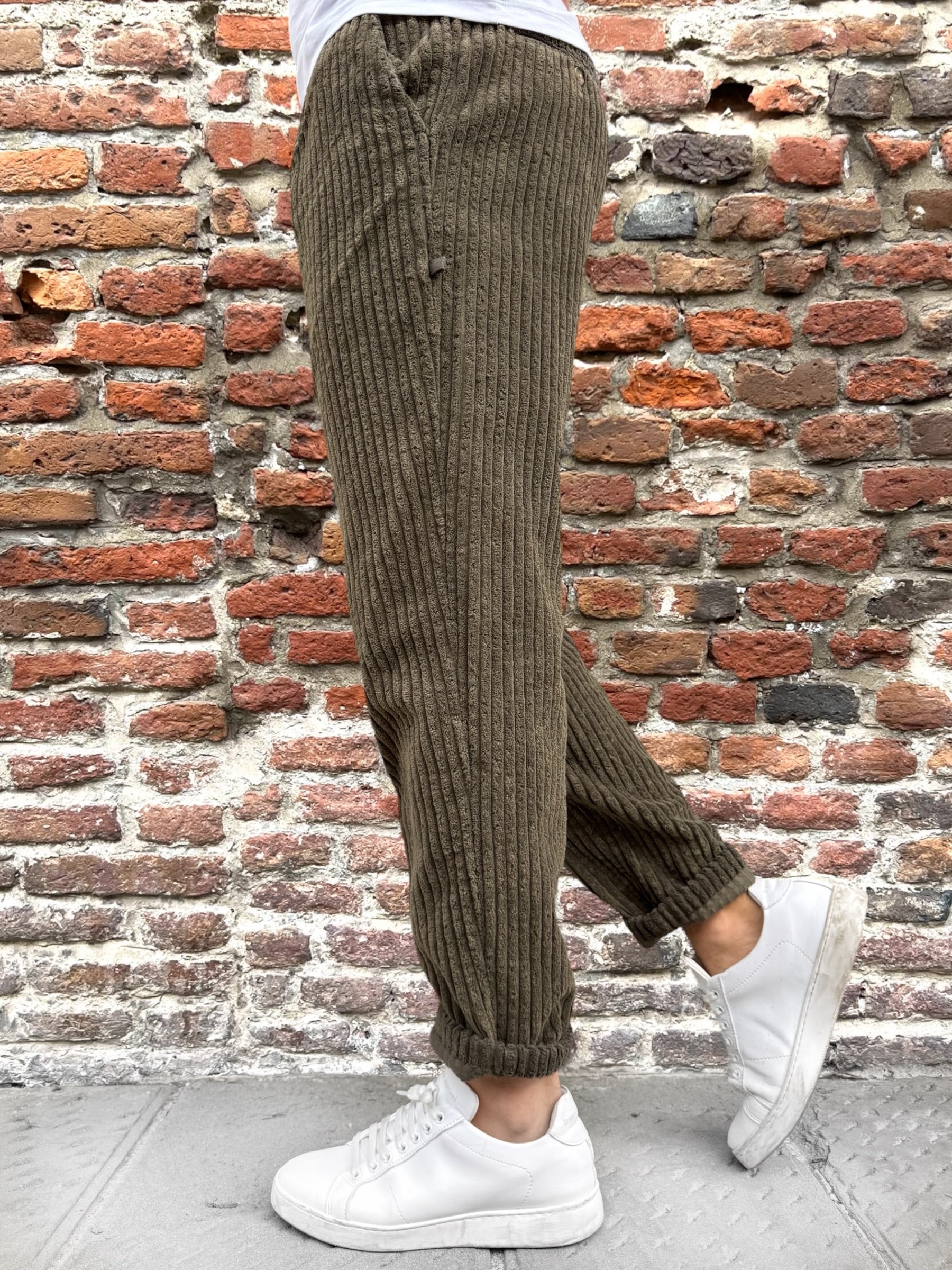 Pantalone Block Eleven Velluto Canvas Verde Oliva (12242330550612)