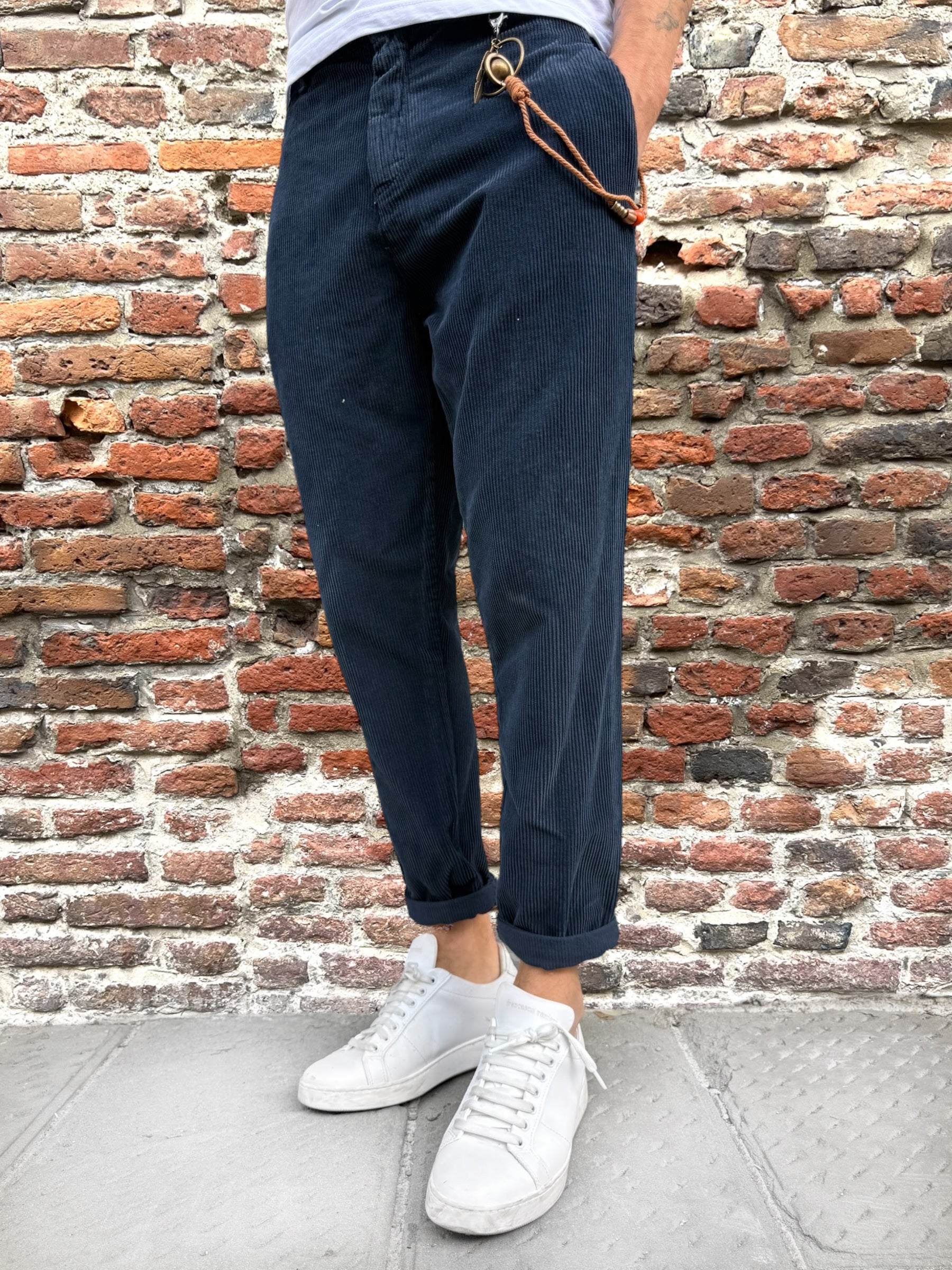 Pantalone Over-D Velluto Tapered Blu P57 (12267067375956)