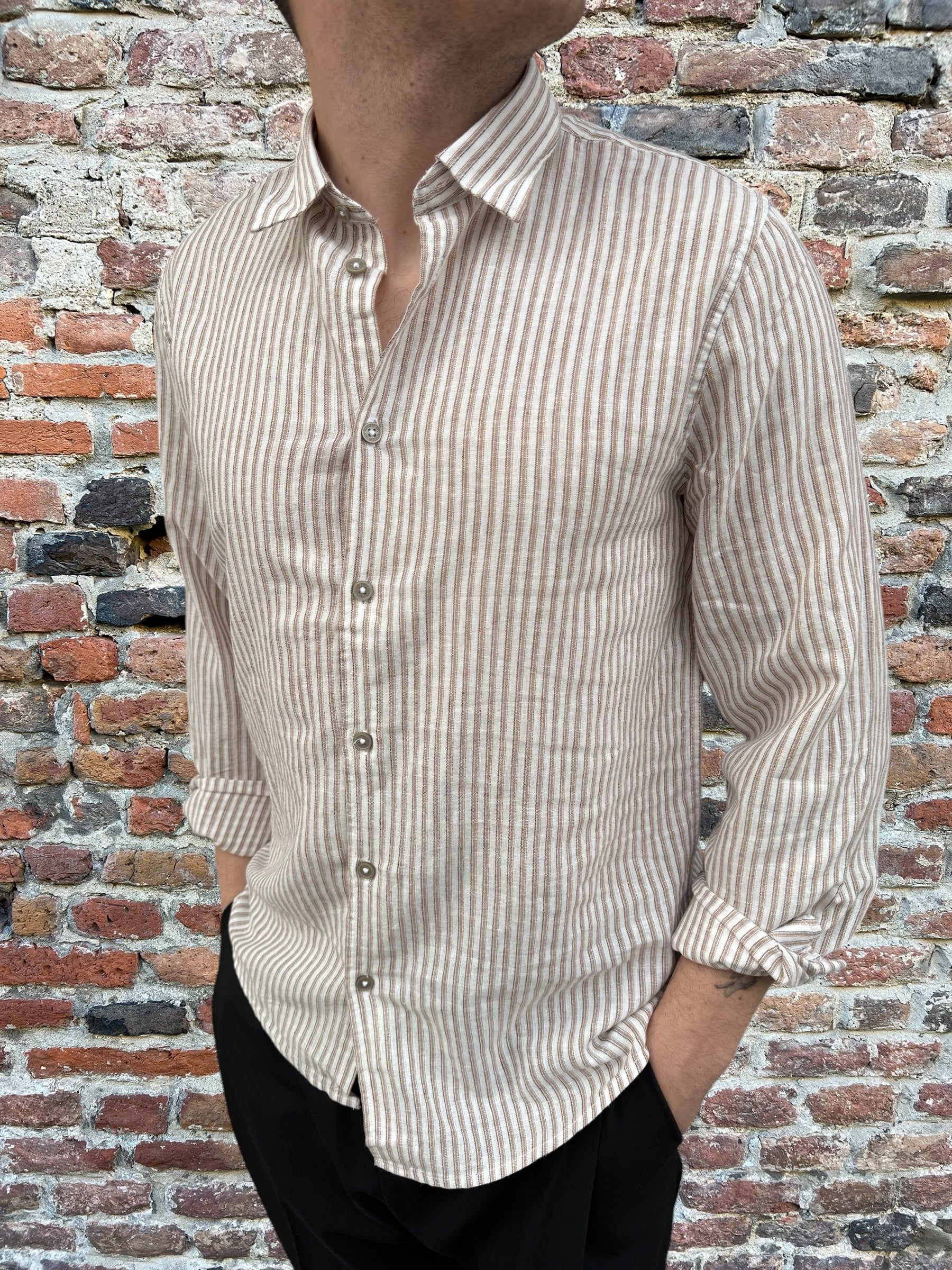 Camicia Hamaki-Ho Colletto Bi-Riga Fango 1265 (11893572239700)