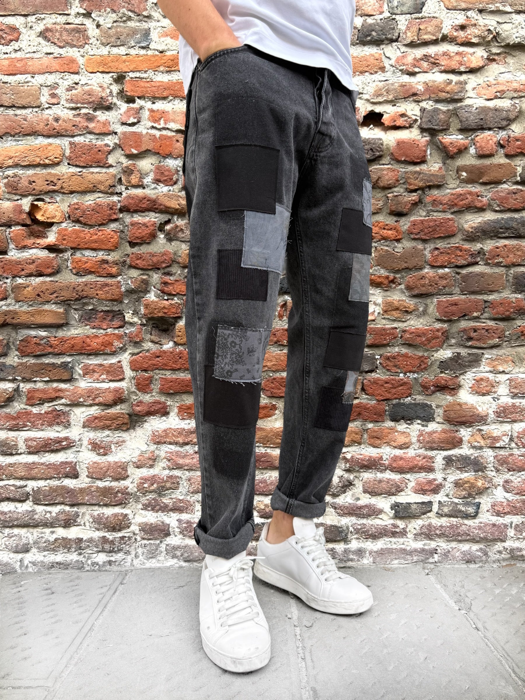 Jeans Block Eleven Patch Nero 3630 (12267292655956)
