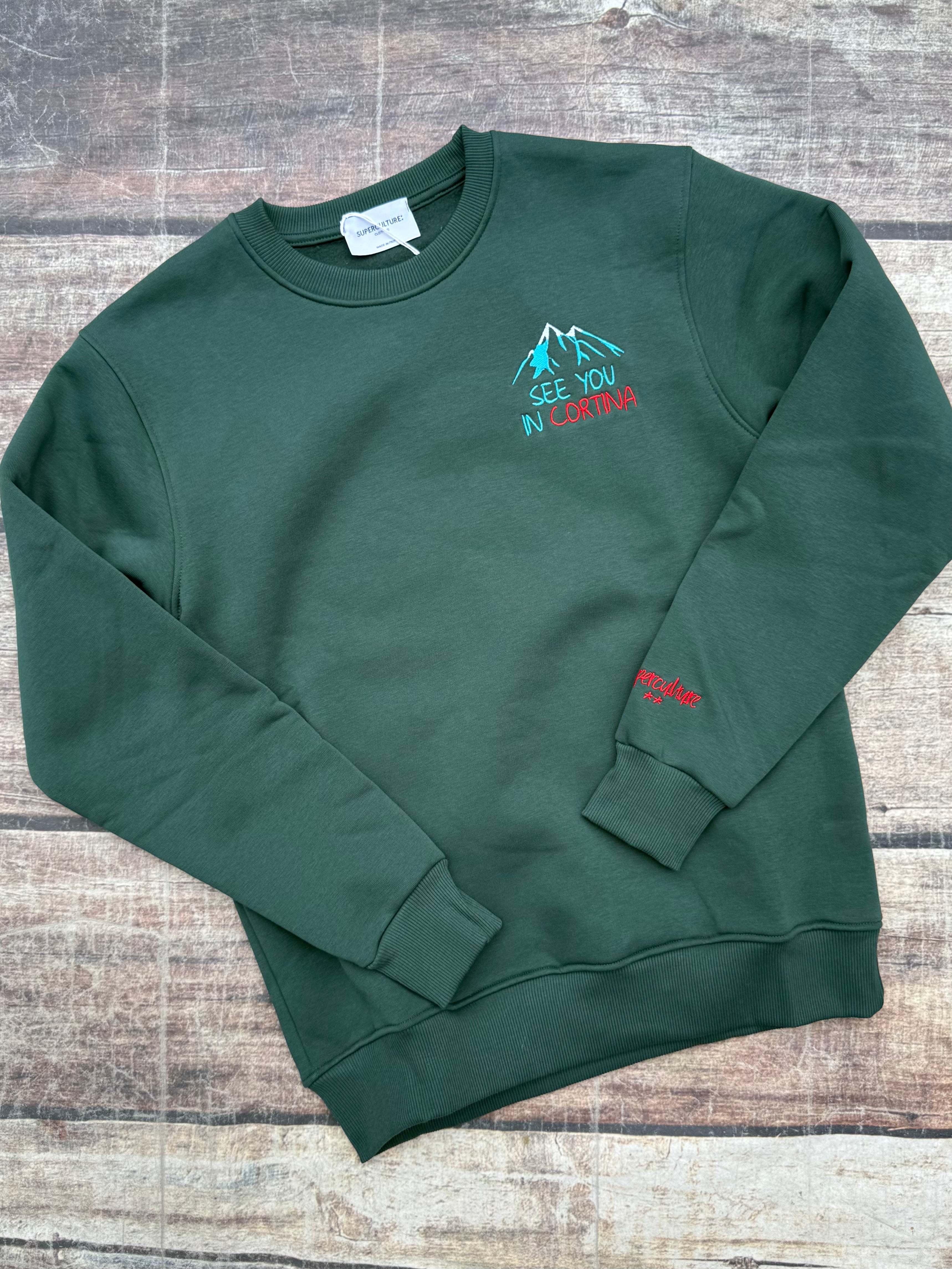 Felpa Superculture Girocollo Verde Bosco A1327 (12218718519636)