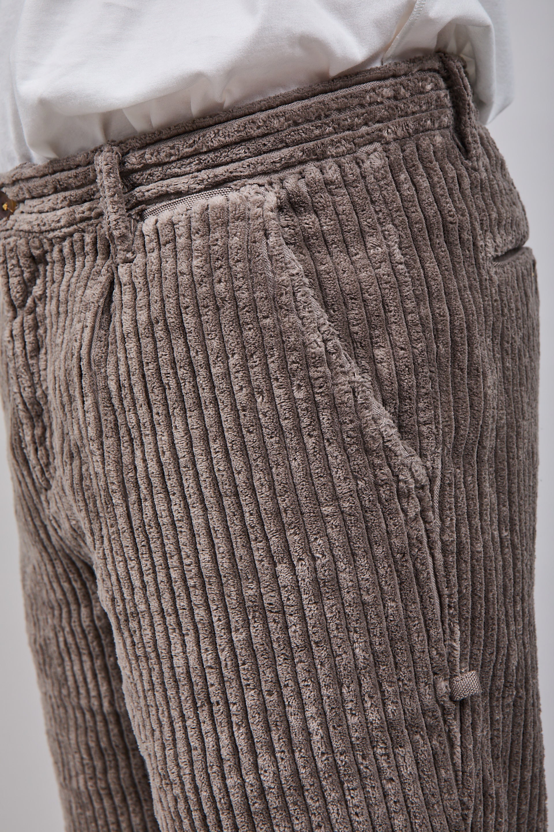 Pantalone Block Eleven Velluto Canvas Tortora