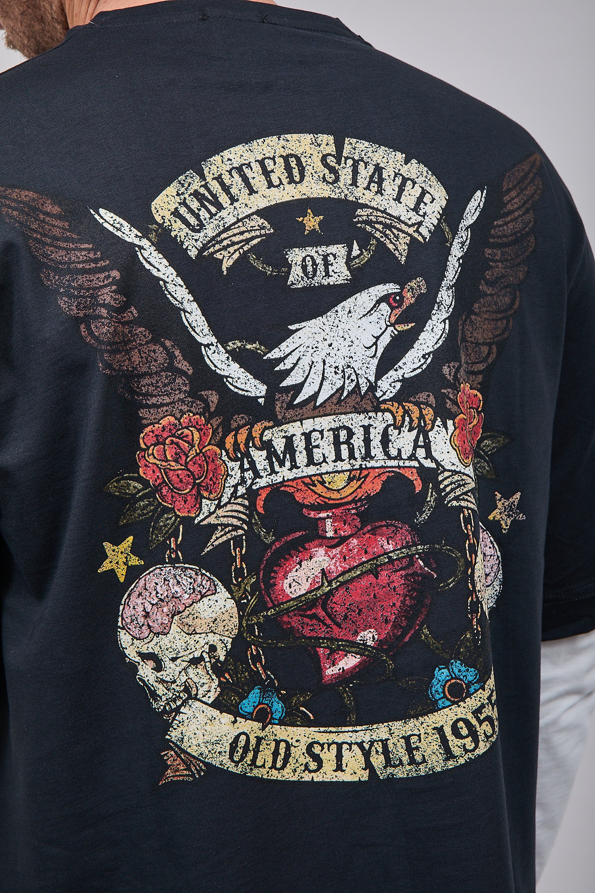 T-shirt Doppiamanica Berna Aquila Piombo