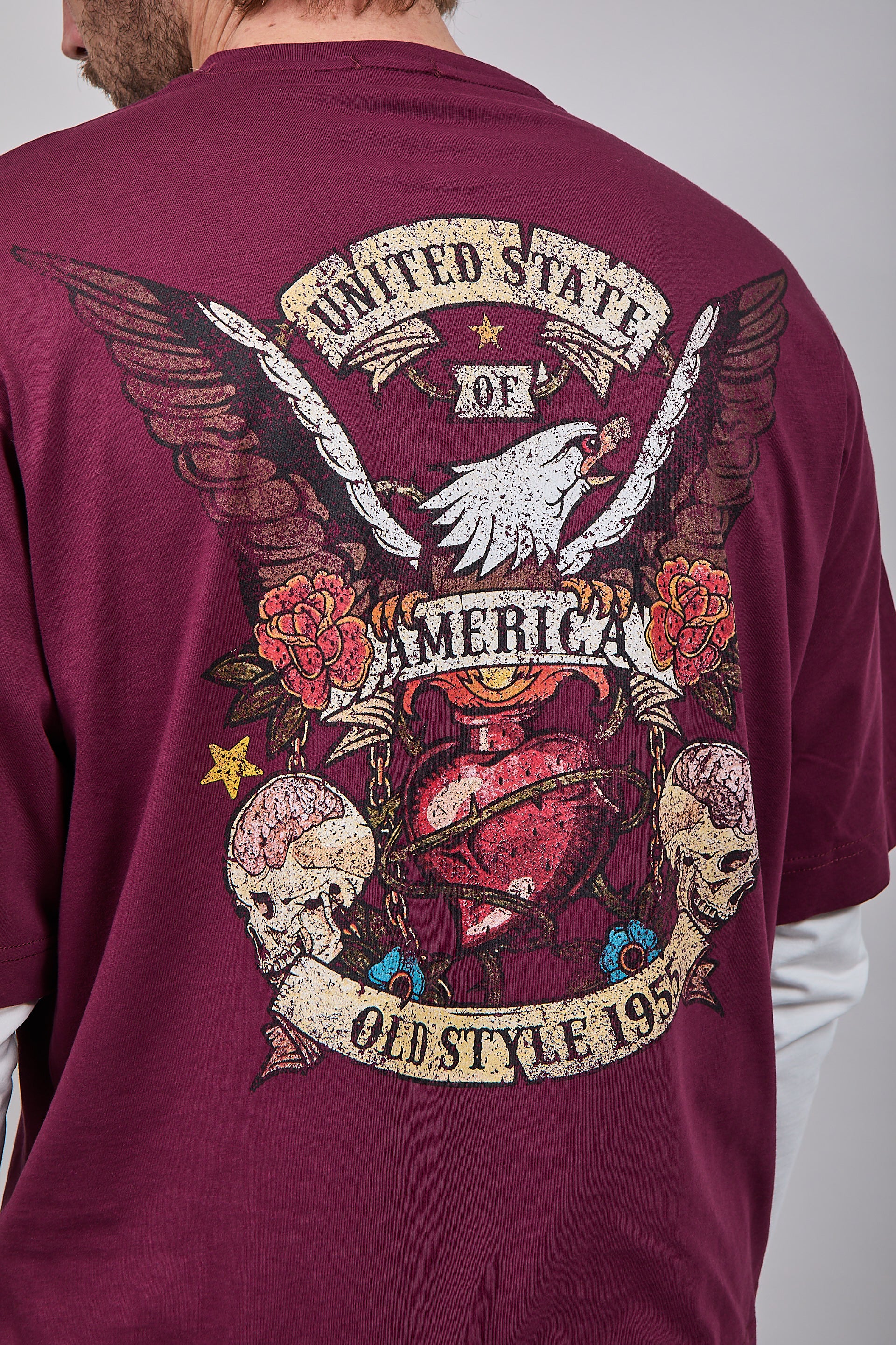 T-shirt Doppiamanica Berna Aquila Bordeaux