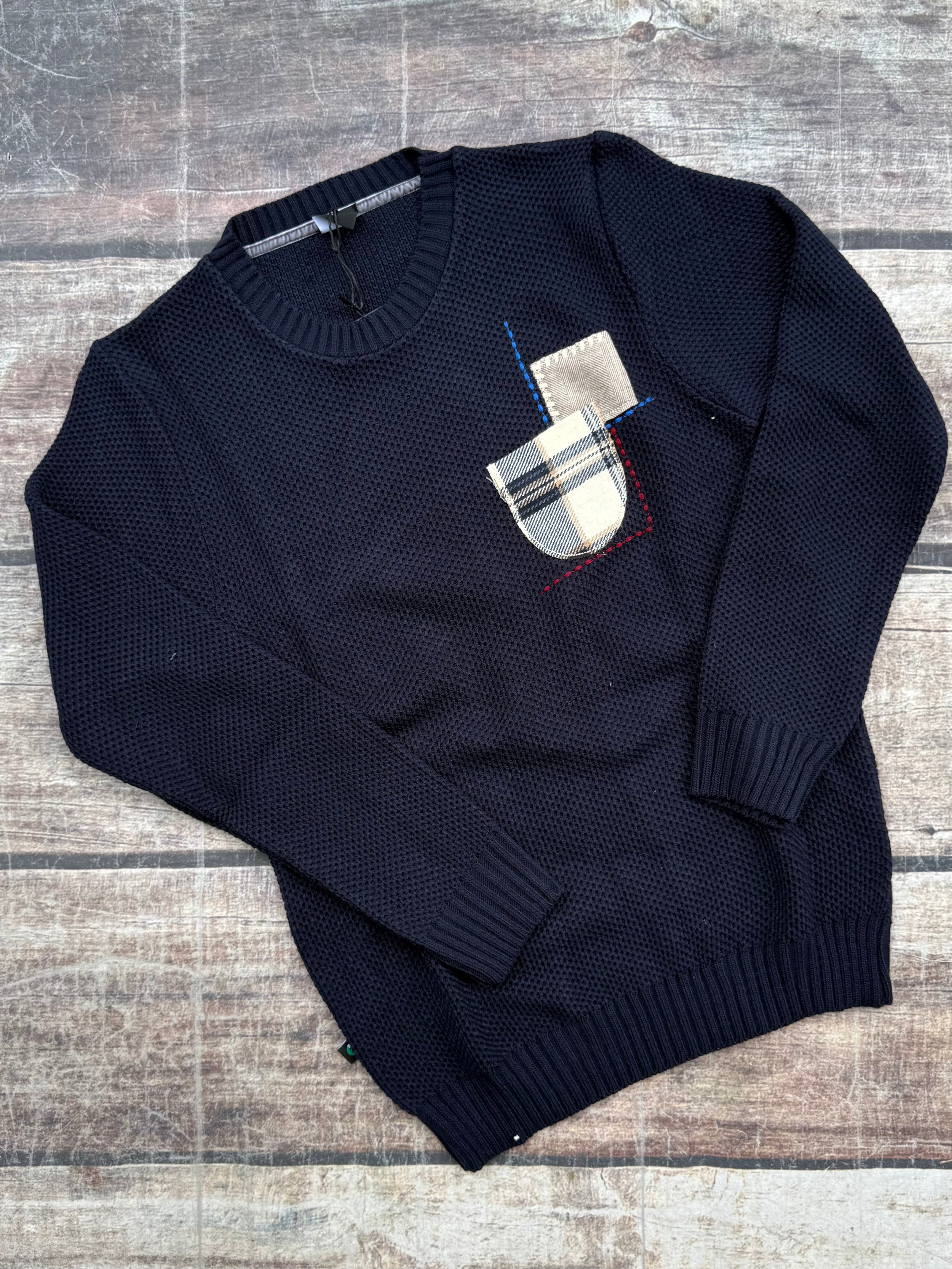 Maglione V2 Occhio di Pernice Patchwork Blu (12255725453652)