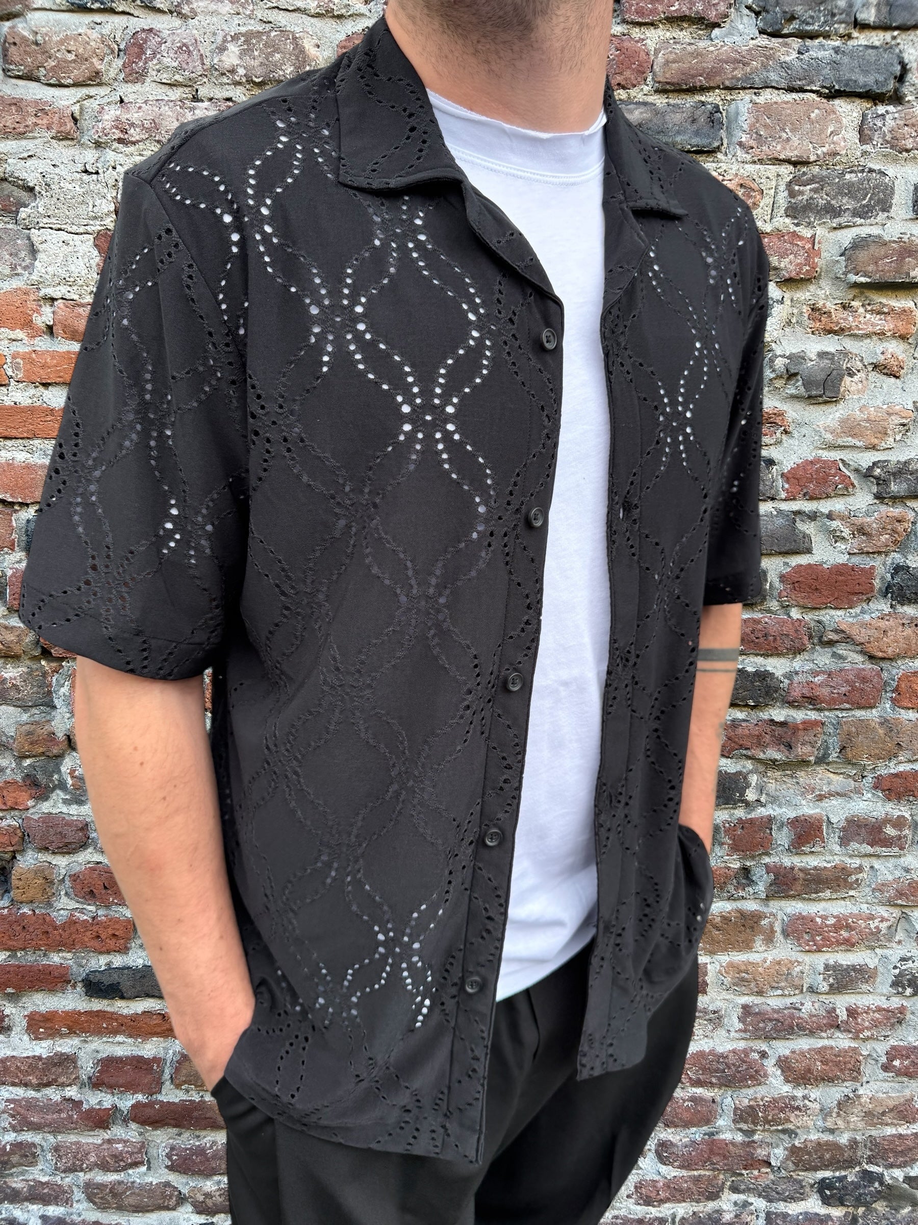 Camicia Over-D Bowling Nera C34 (12020829978964)