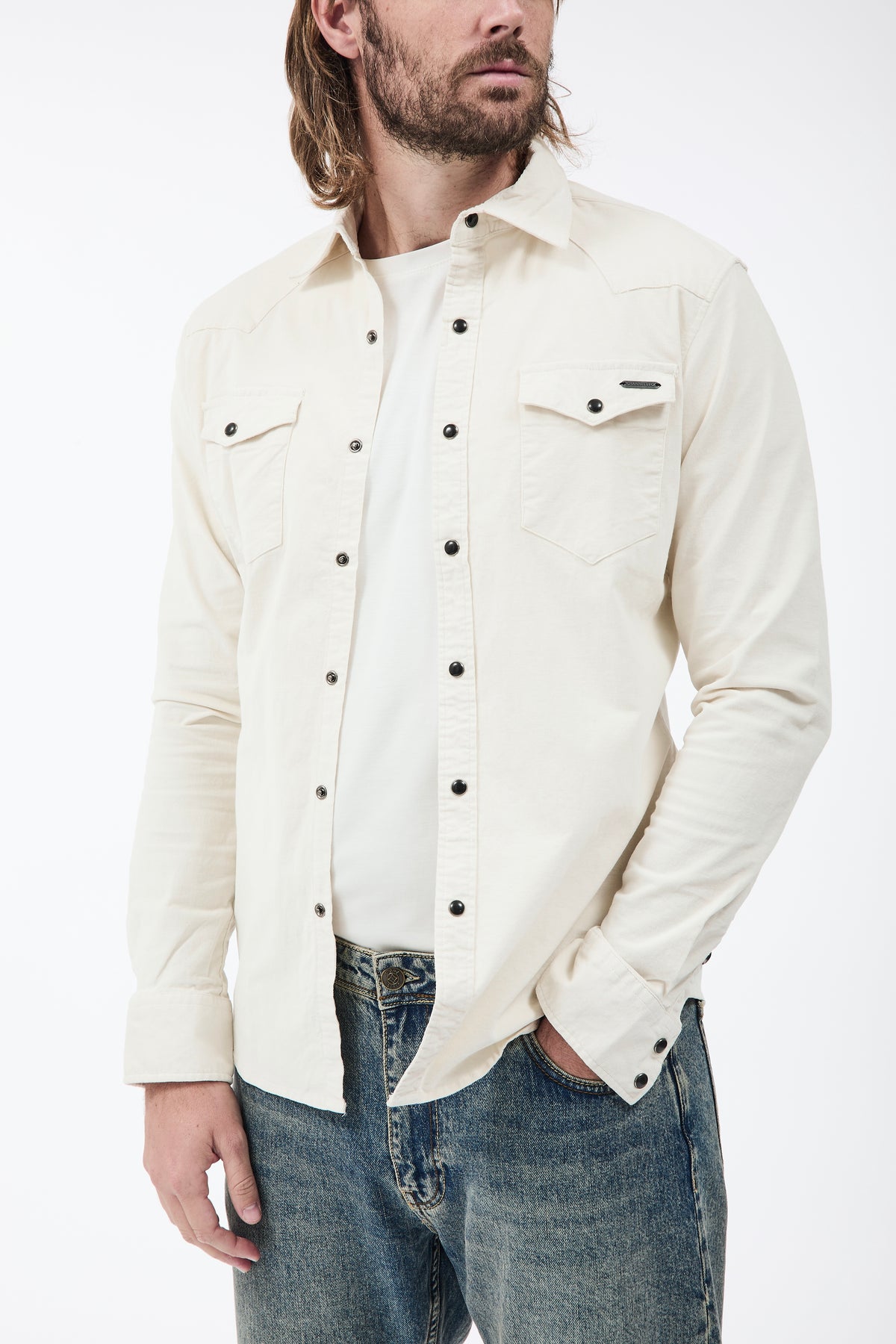 Camicia Gianni Lupo Velluto Bianca 7800