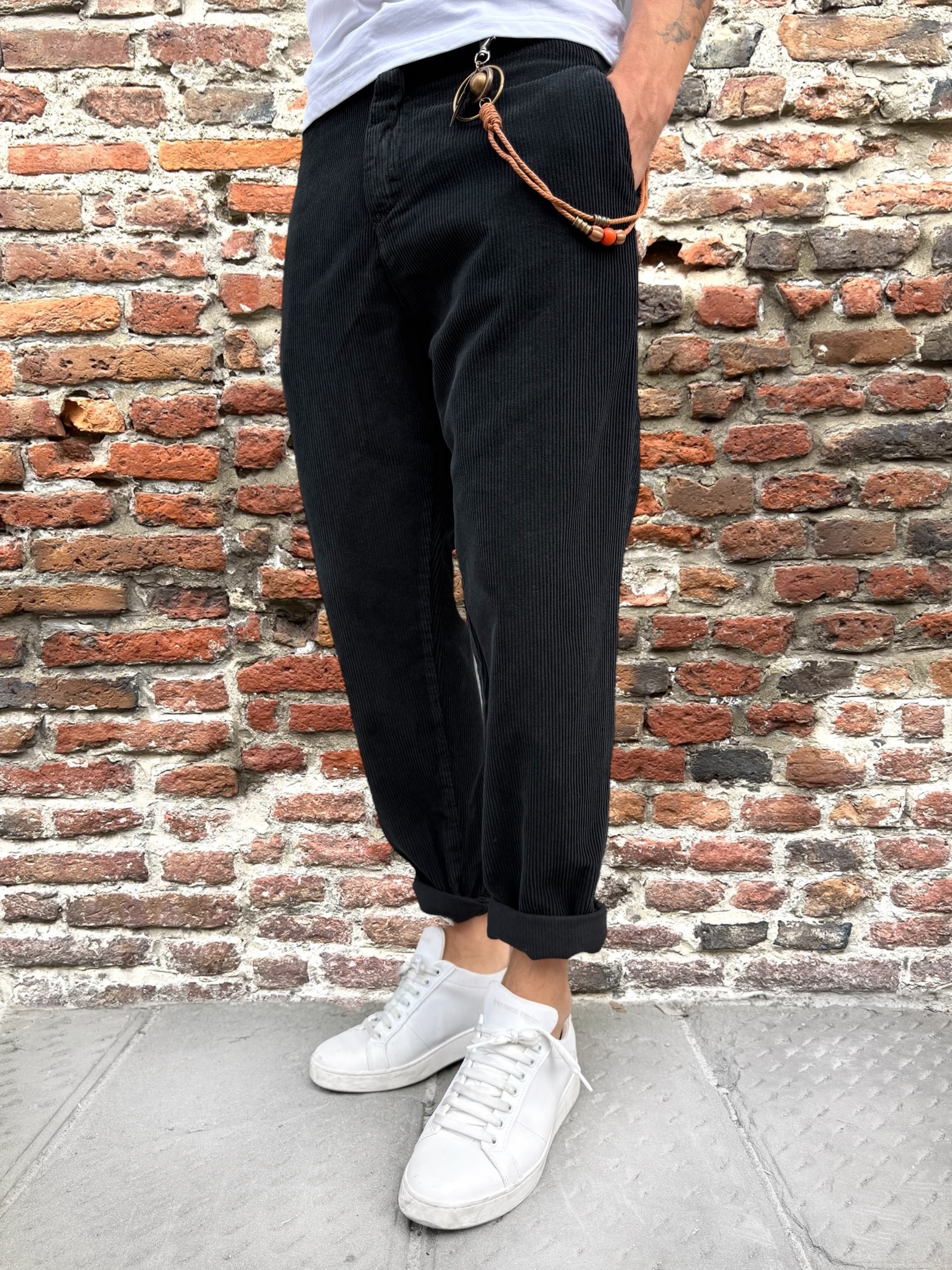 Pantalone Over-D Velluto Tapered Nero P57 (12267067146580)