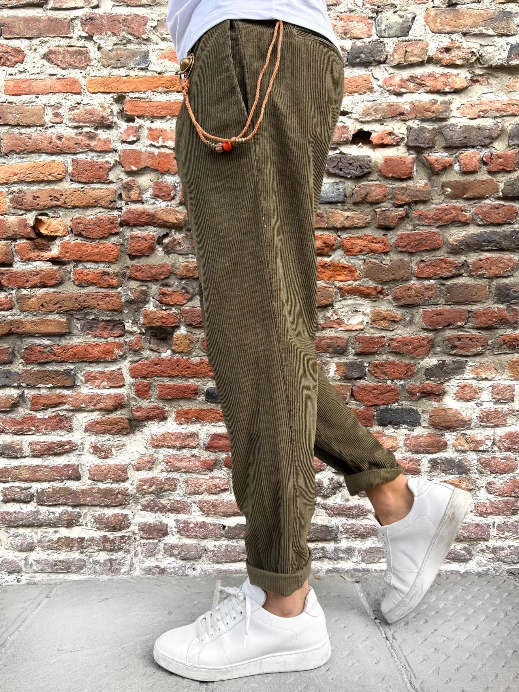 Pantalone Over-D Velluto Tapered Militare P57 (12267067638100)