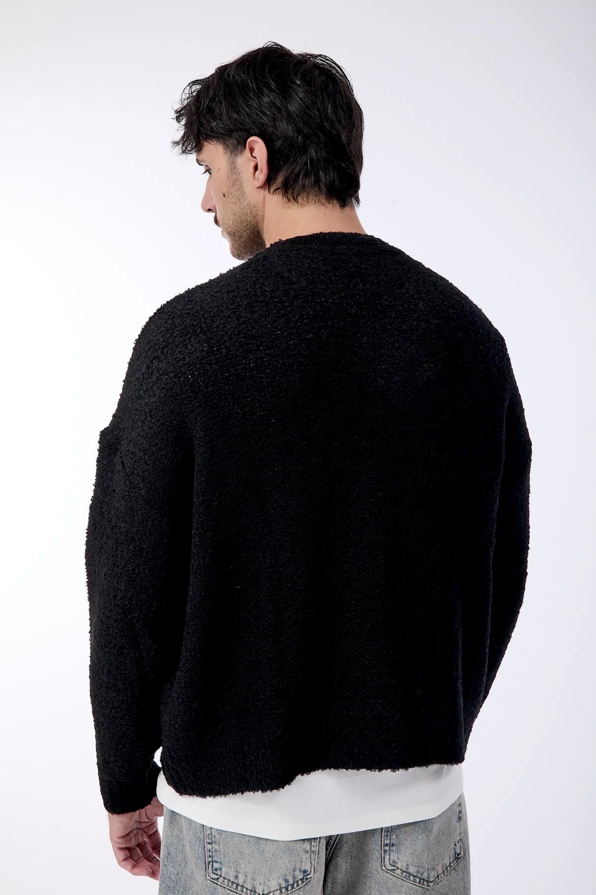 Maglione Over-d Bouclé Cropped Nero M65