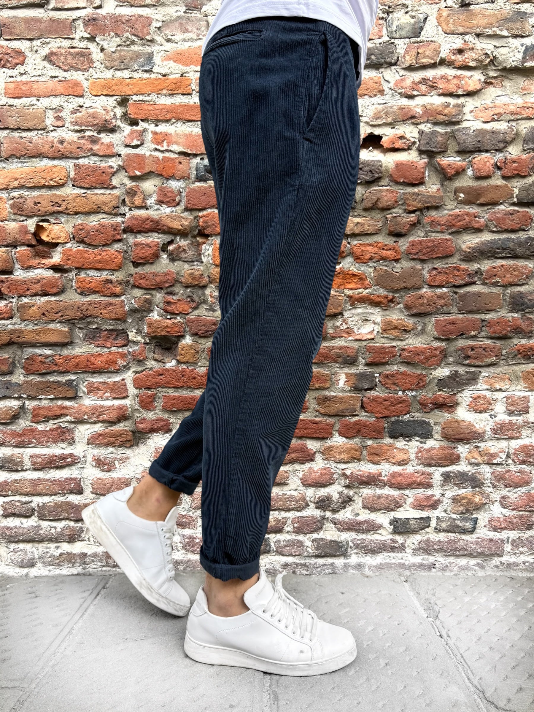 Pantalone Over-D Velluto Tapered Blu P57 (12267067375956)