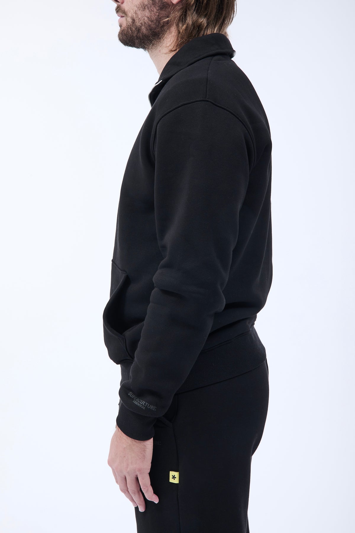 Felpa Superculture Mezza Zip Folk Nera