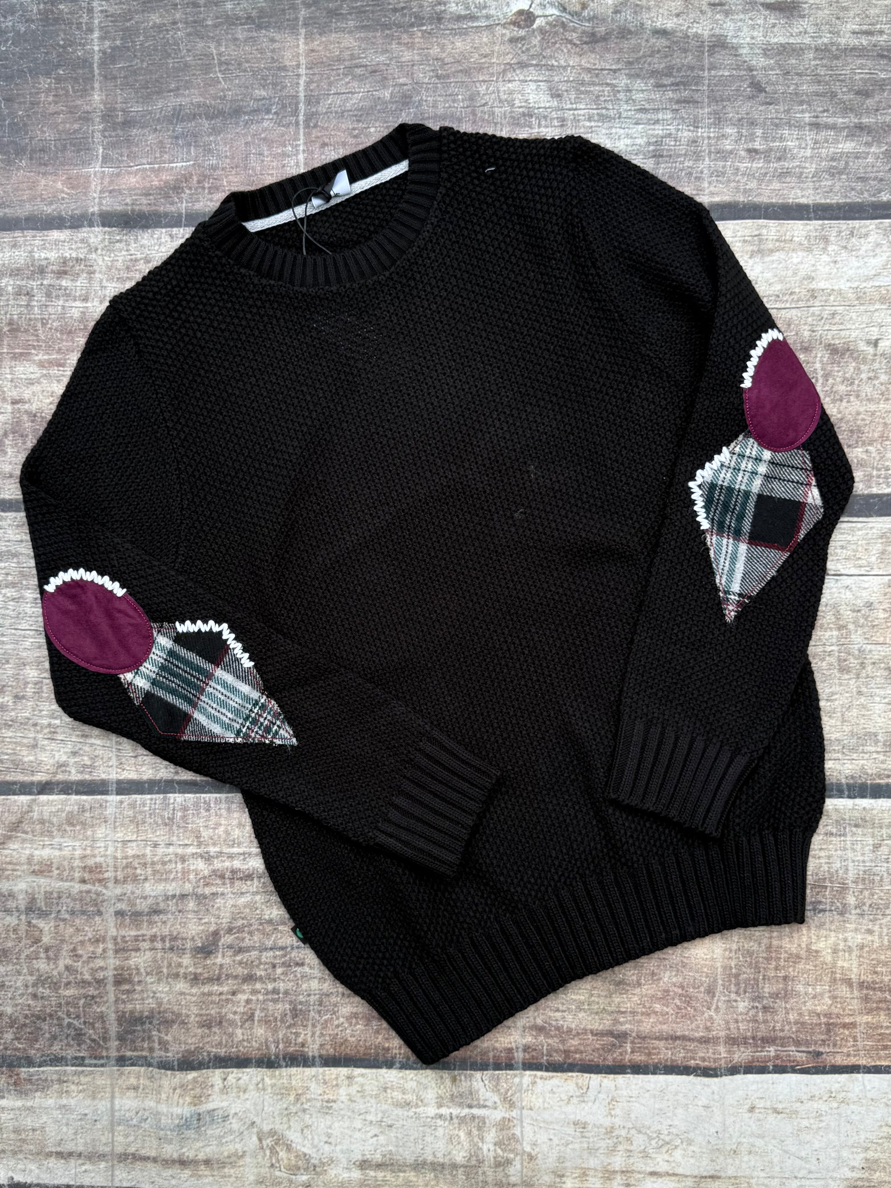 Maglione V2 Punto Riso Toppe Nero (12255736136020)