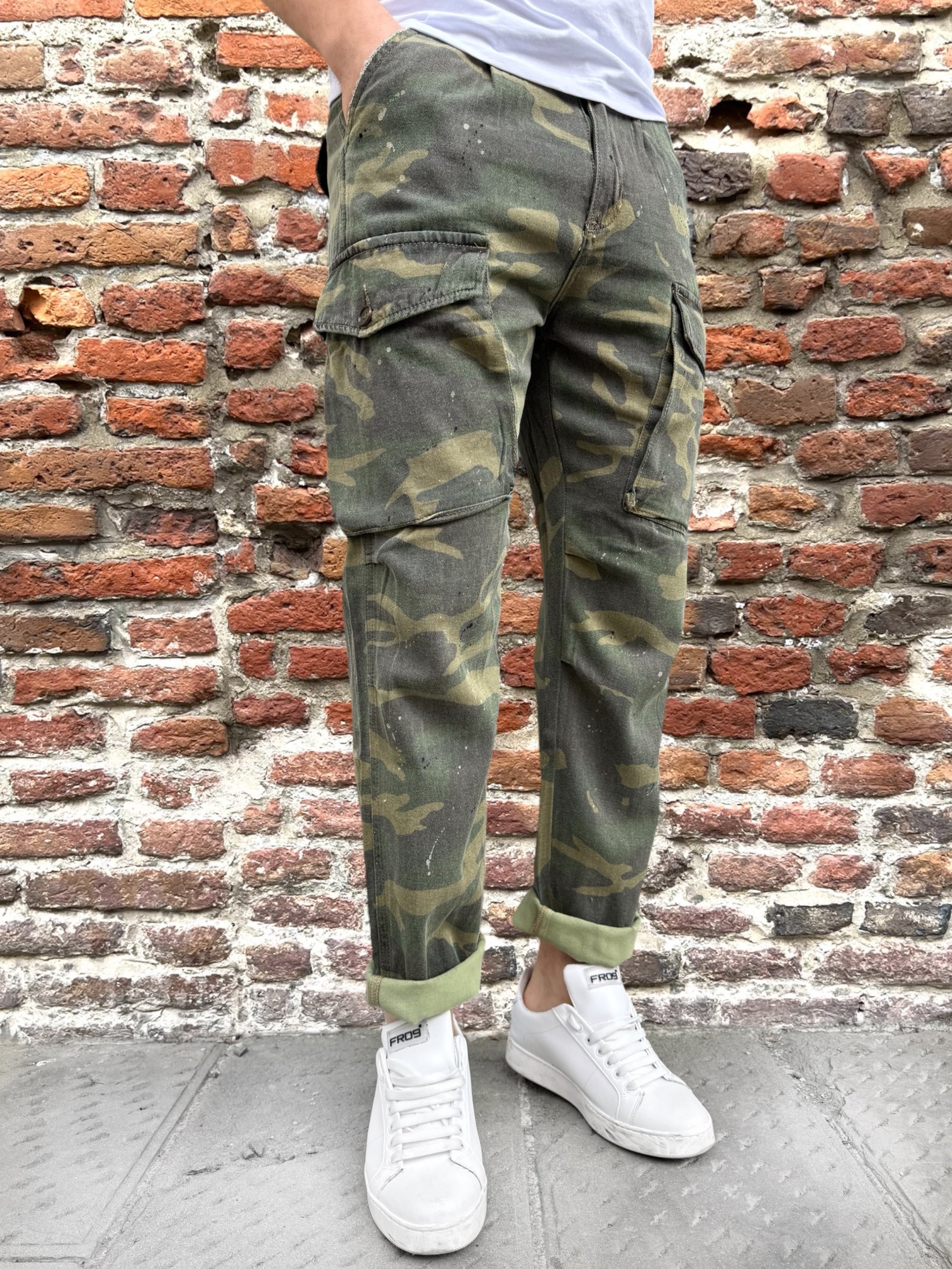 Pantalone Gianni Lupo Militare Cargo Schizzi 2520 (11912769896788)