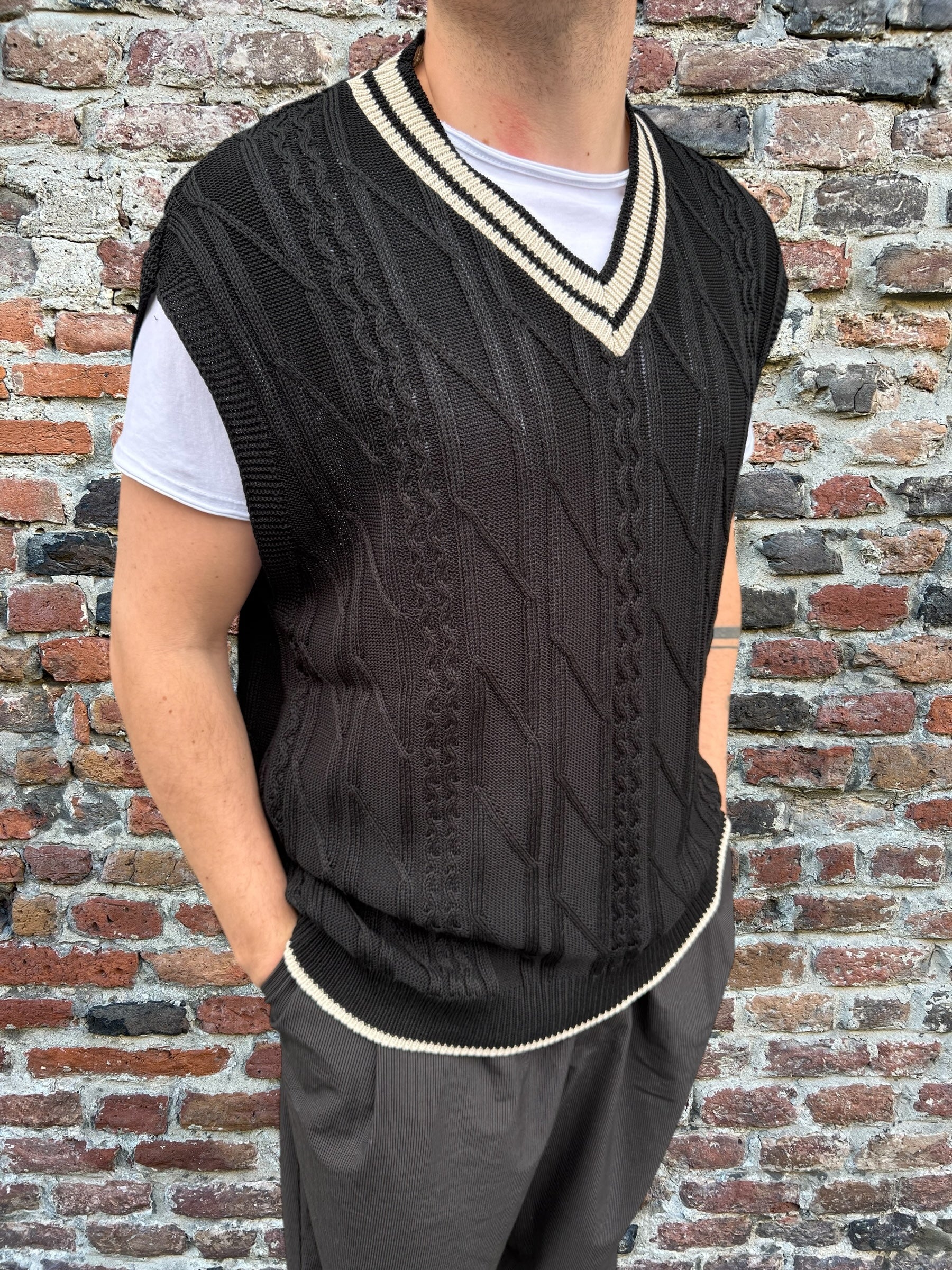Gilet Maglia Njb Trecce Nero 8216 (11955908378964)