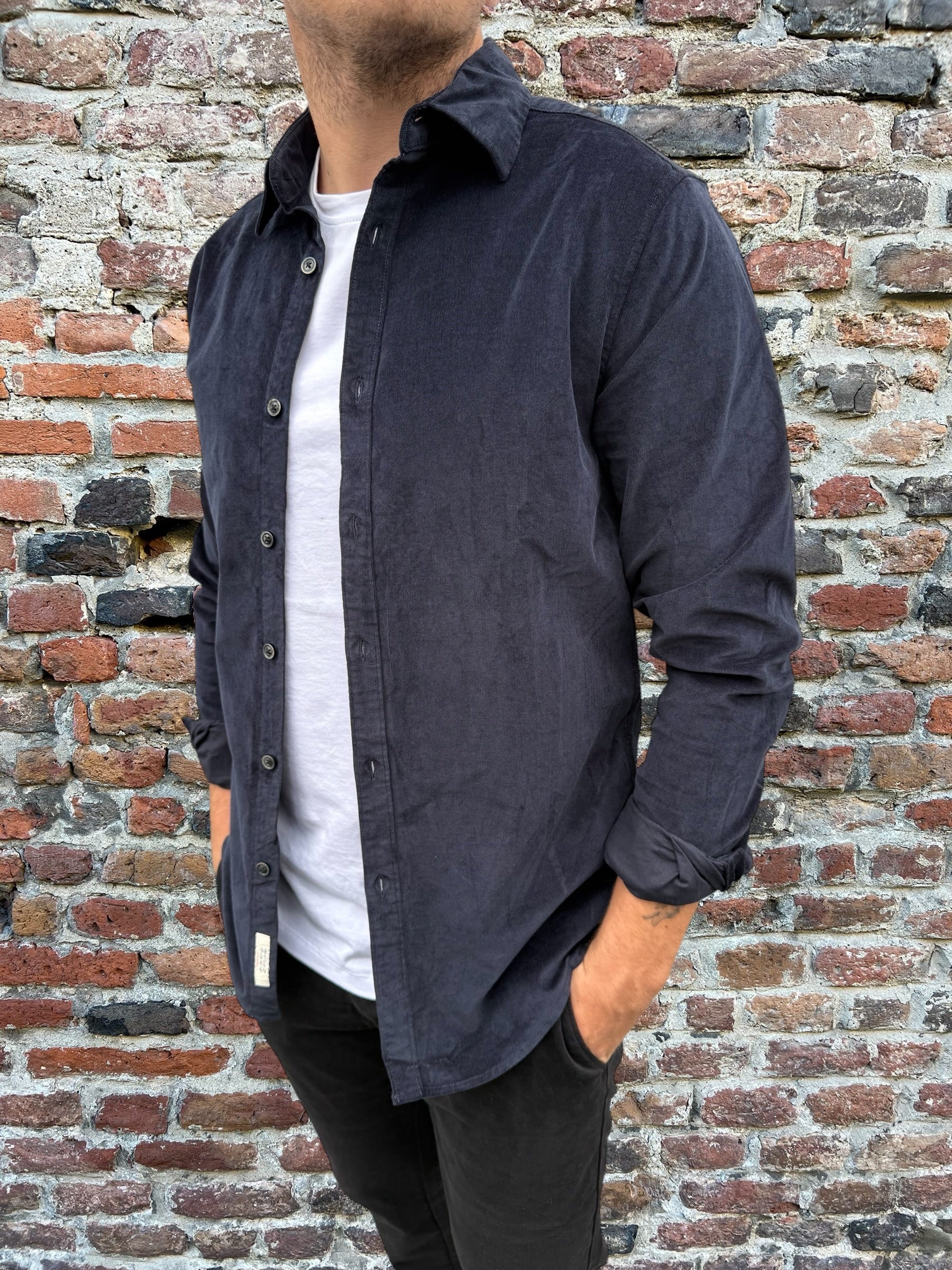 Camicia Gianni Lupo Velluto 8007 Navy (12242122506580)