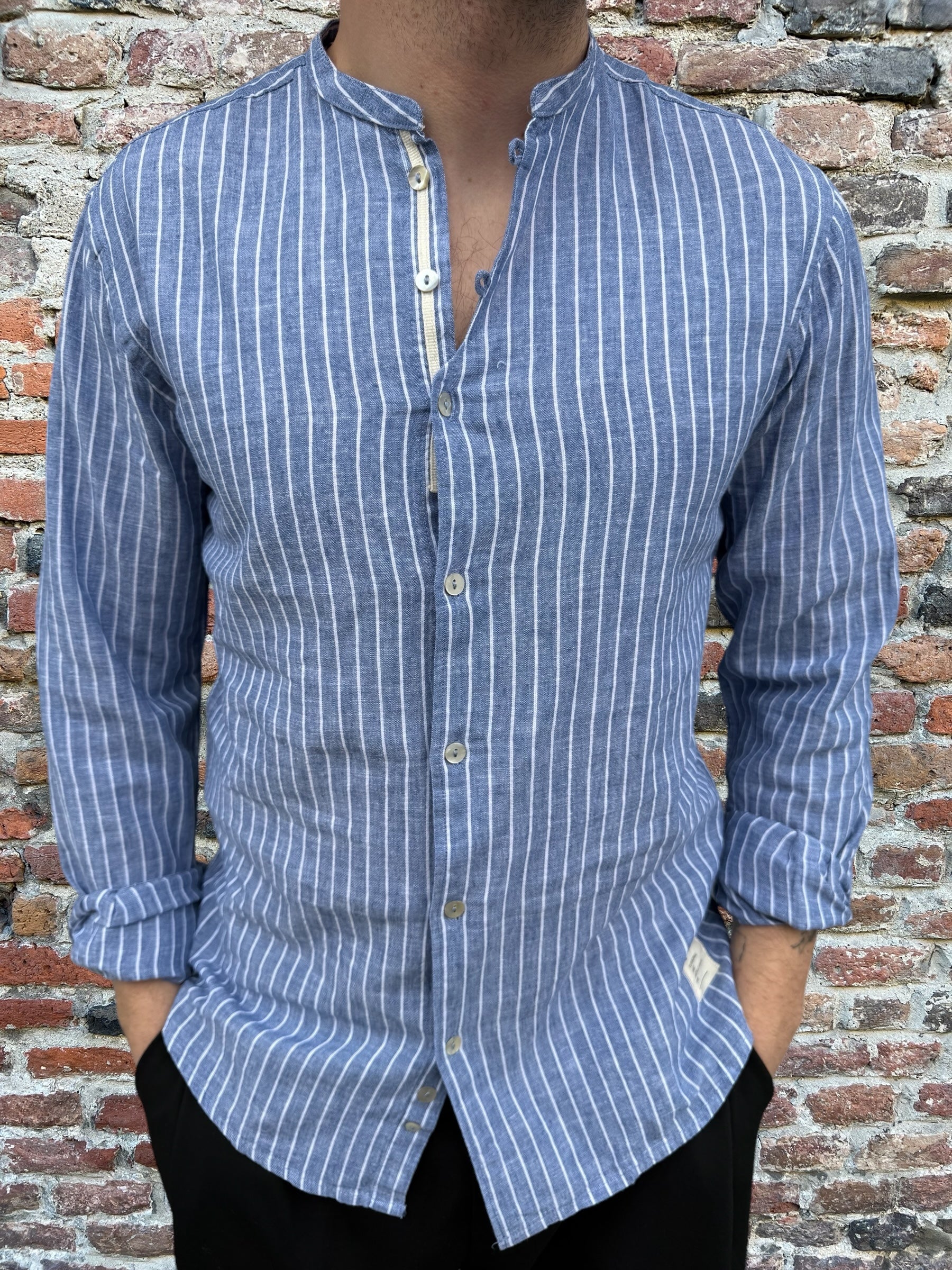Camicia Over-D Coreana Riga Blu C13 (11912851652948)