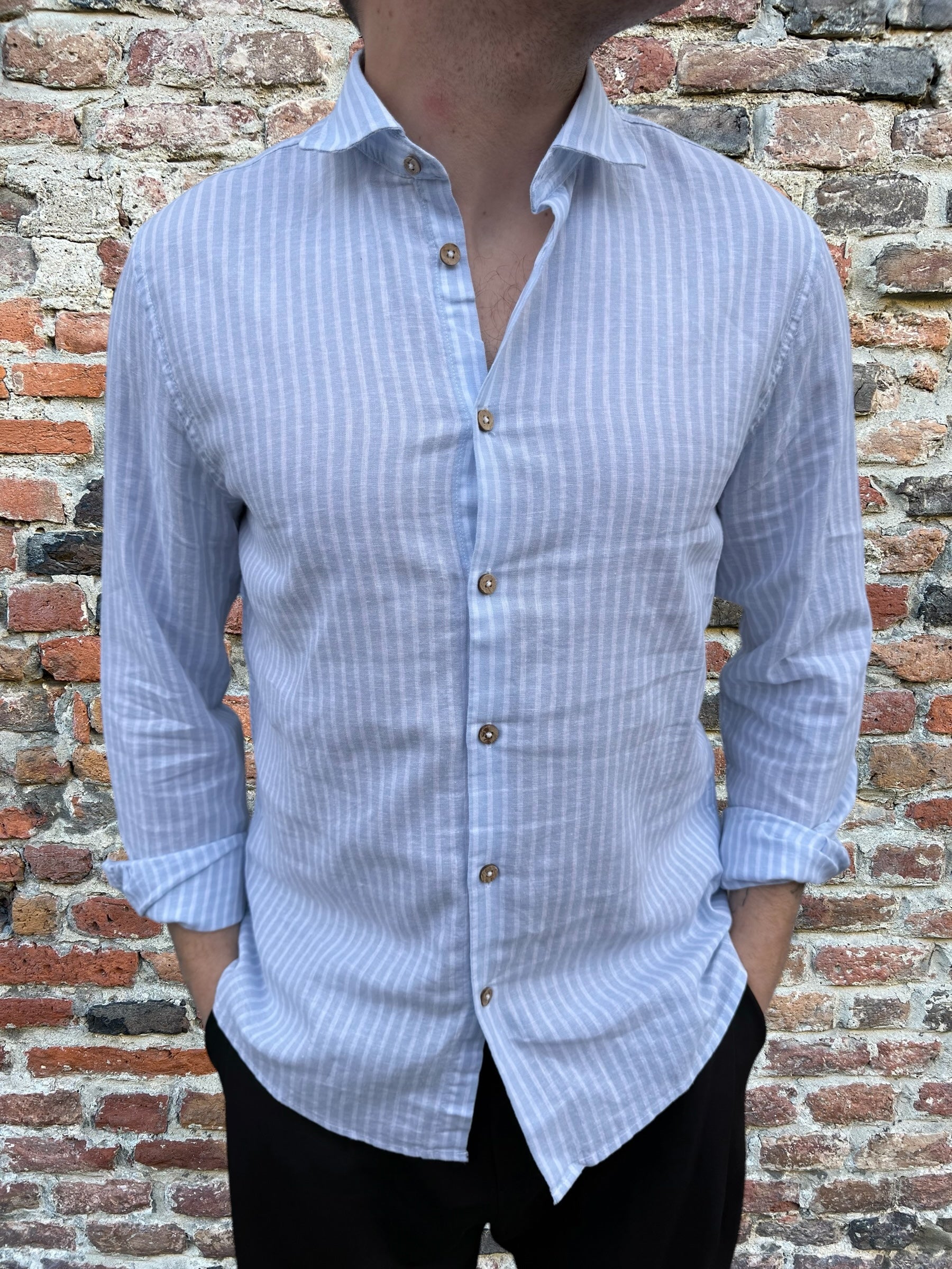 Camicia Hamaki-Ho Colletto Righe Celeste 1263 (11893540946260)