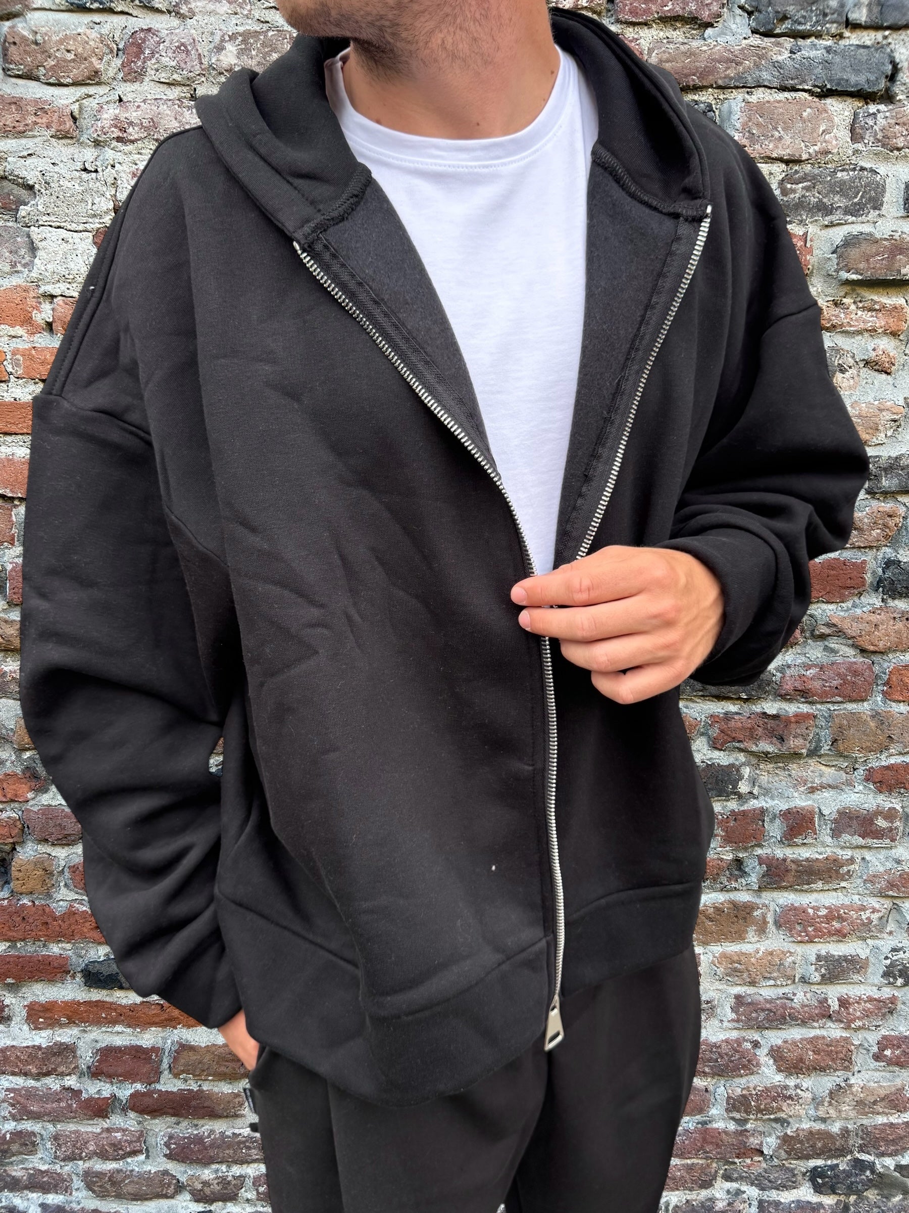 Felpa Njb Zip Croppata Nera Gb28 (12221094265172)