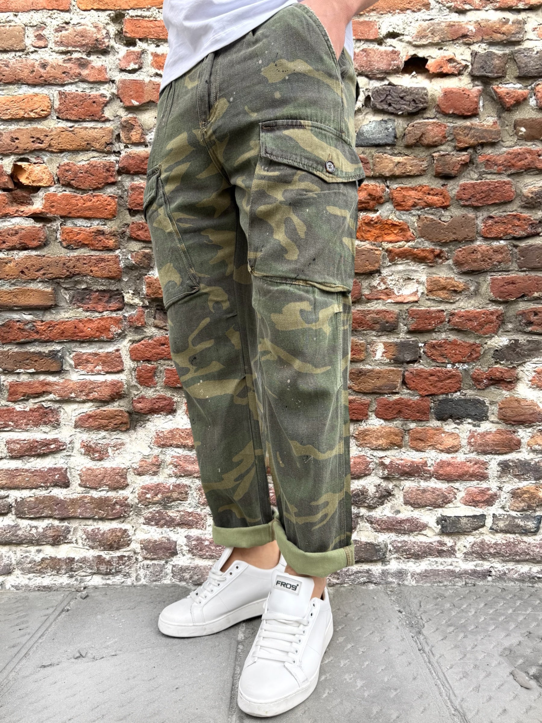 Pantalone Gianni Lupo Militare Cargo Schizzi 2520 (11912769896788)
