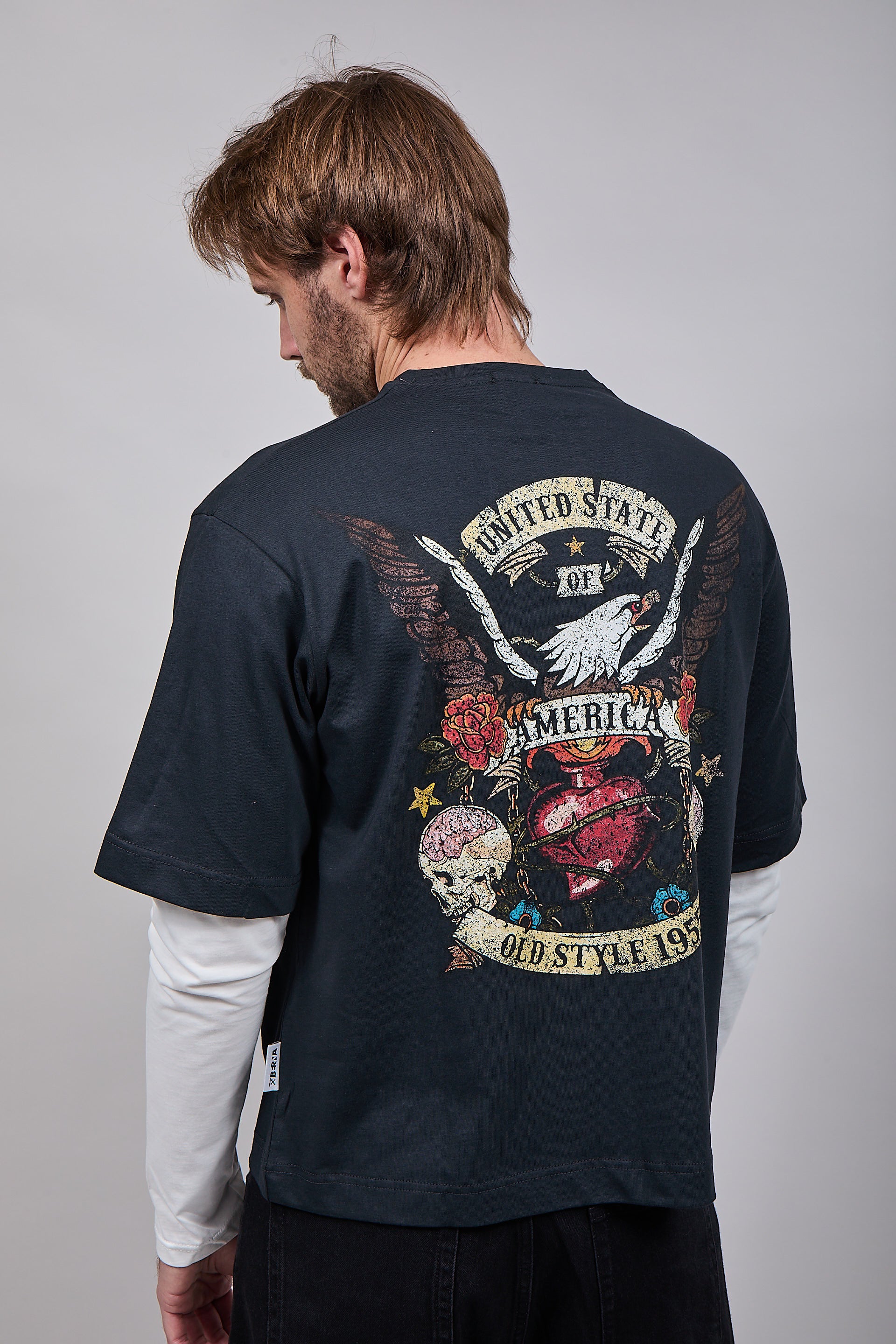 T-shirt Doppiamanica Berna Aquila Piombo