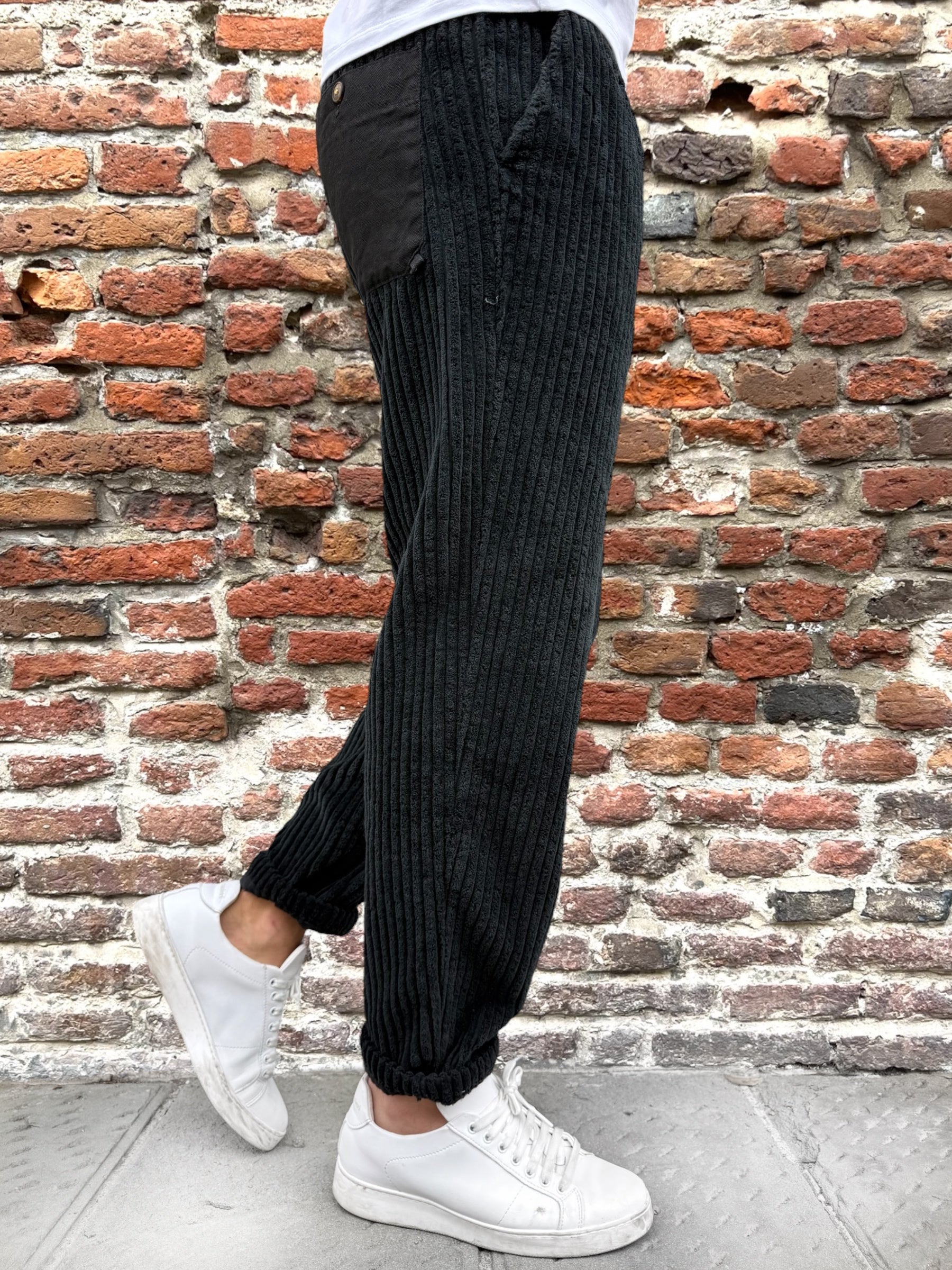 Pantalone Block Eleven Velluto Canvas Nero (12242337169748)