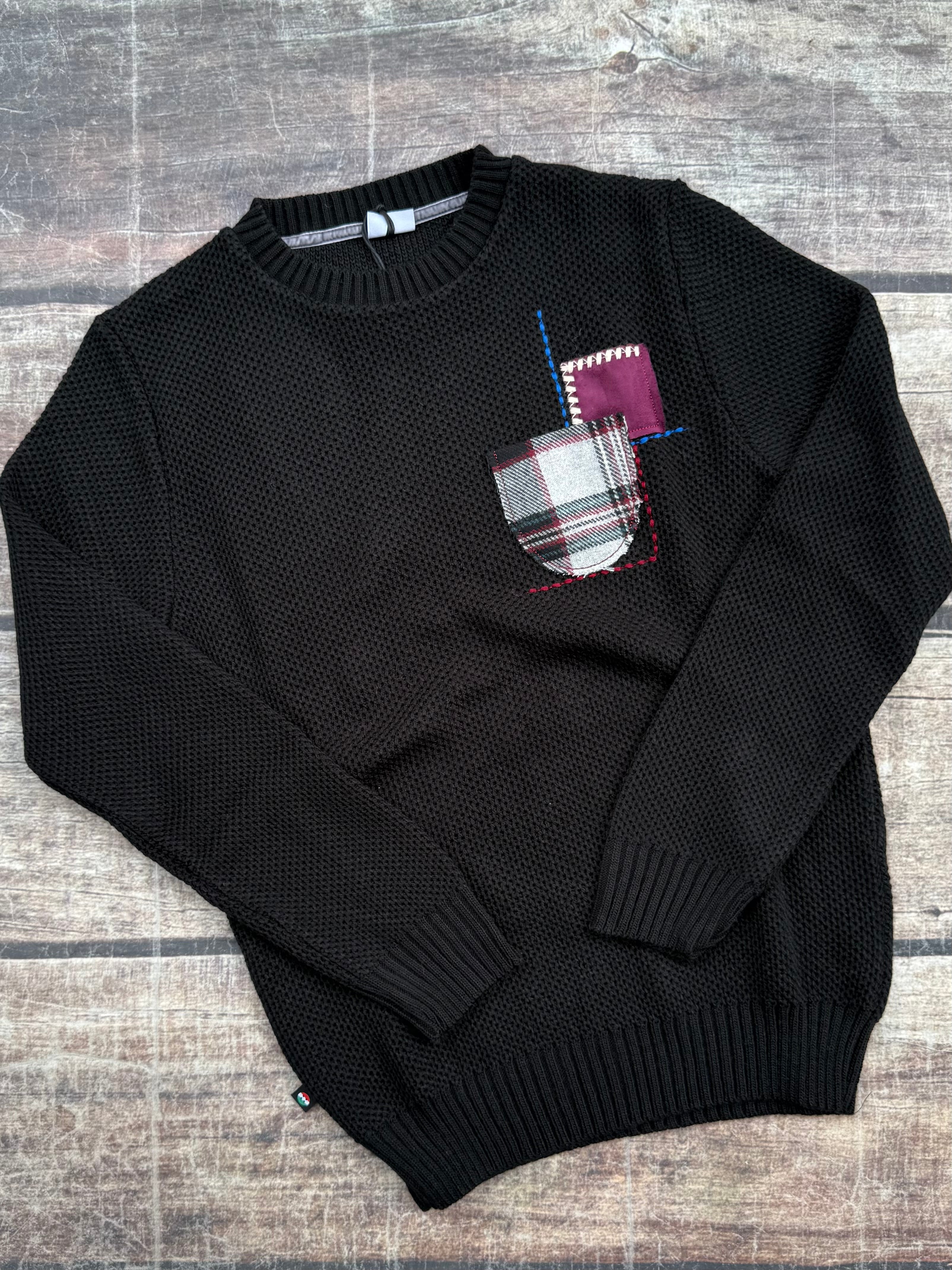 Maglione V2 Occhio di Pernice Patchwork Nero (12255725519188)