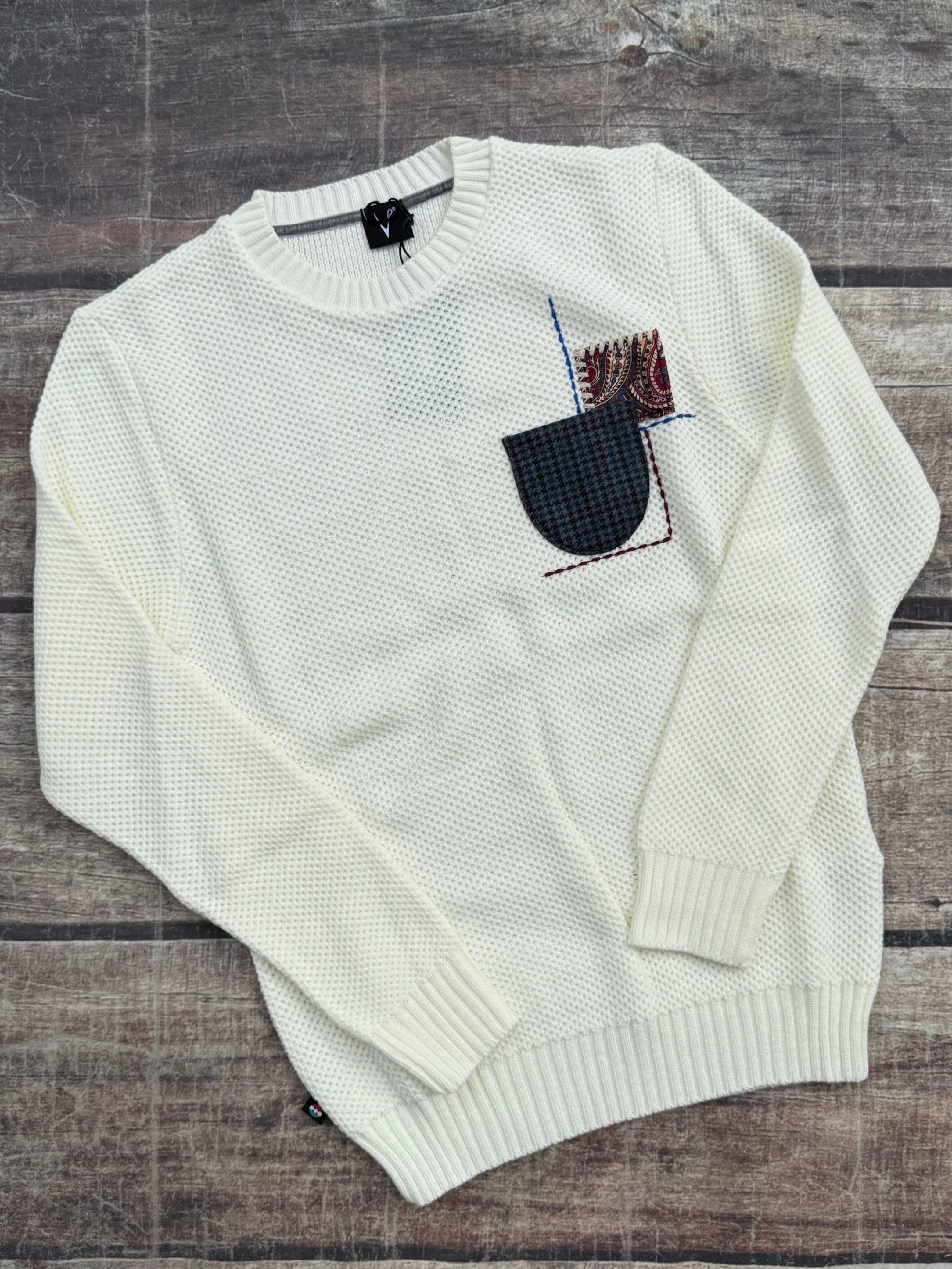 Maglione V2 Occhio di Pernice Patchwork Panna (12255726305620)