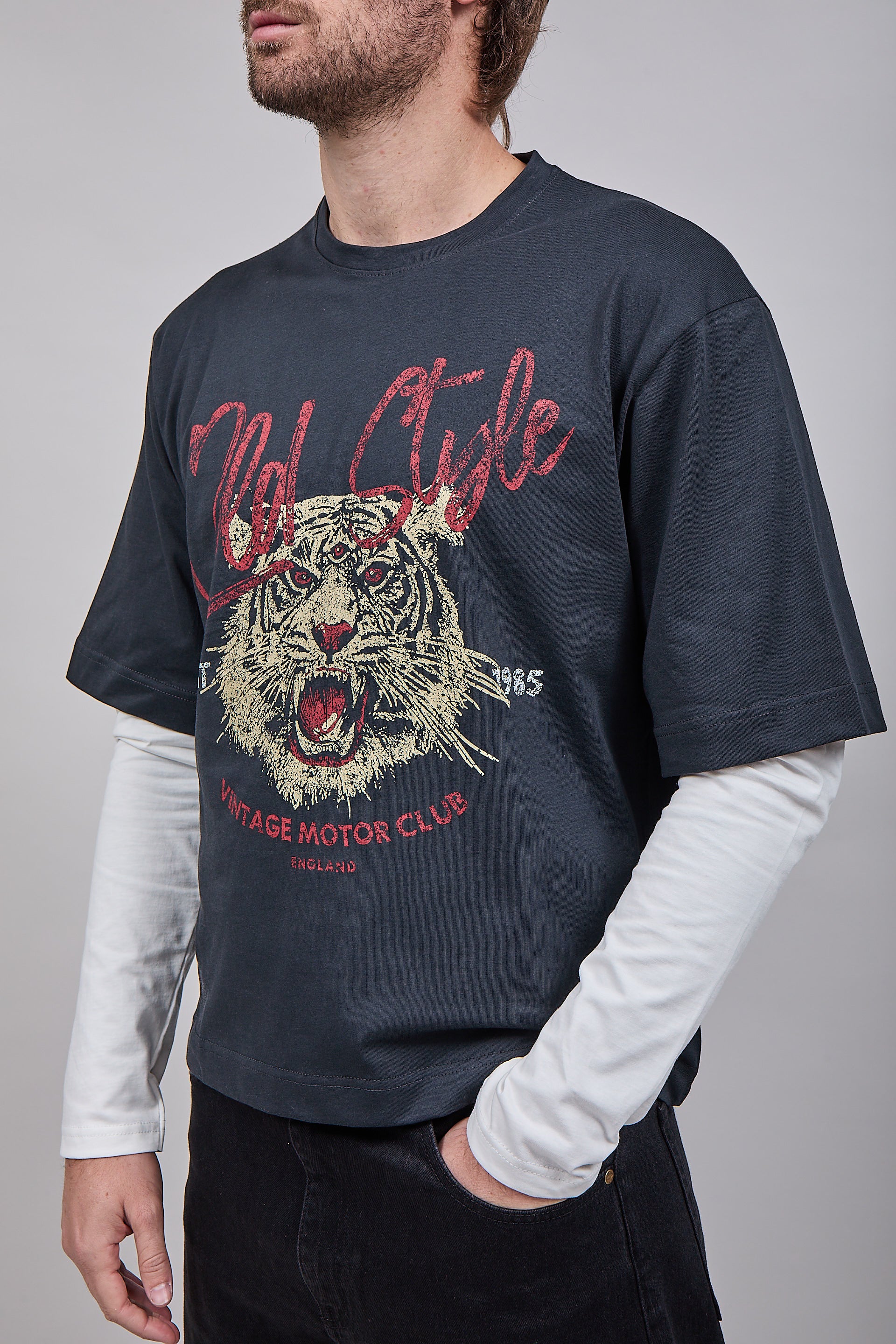 T-shirt Doppiamanica Berna Tigre Piombo