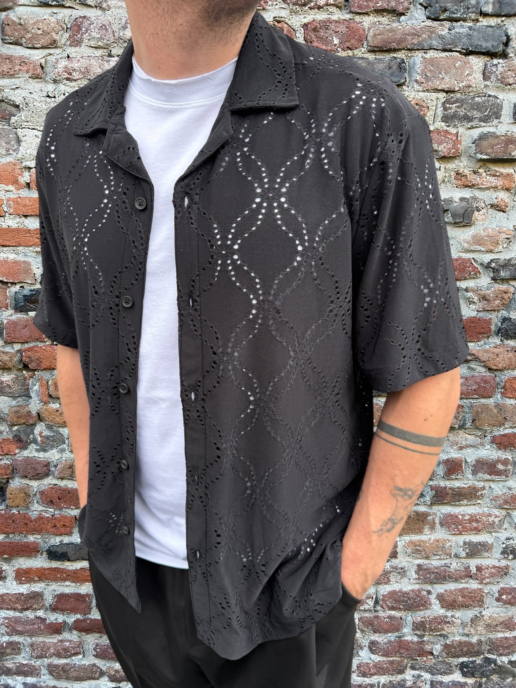 Camicia Over-D Bowling Nera C34 (12020829978964)
