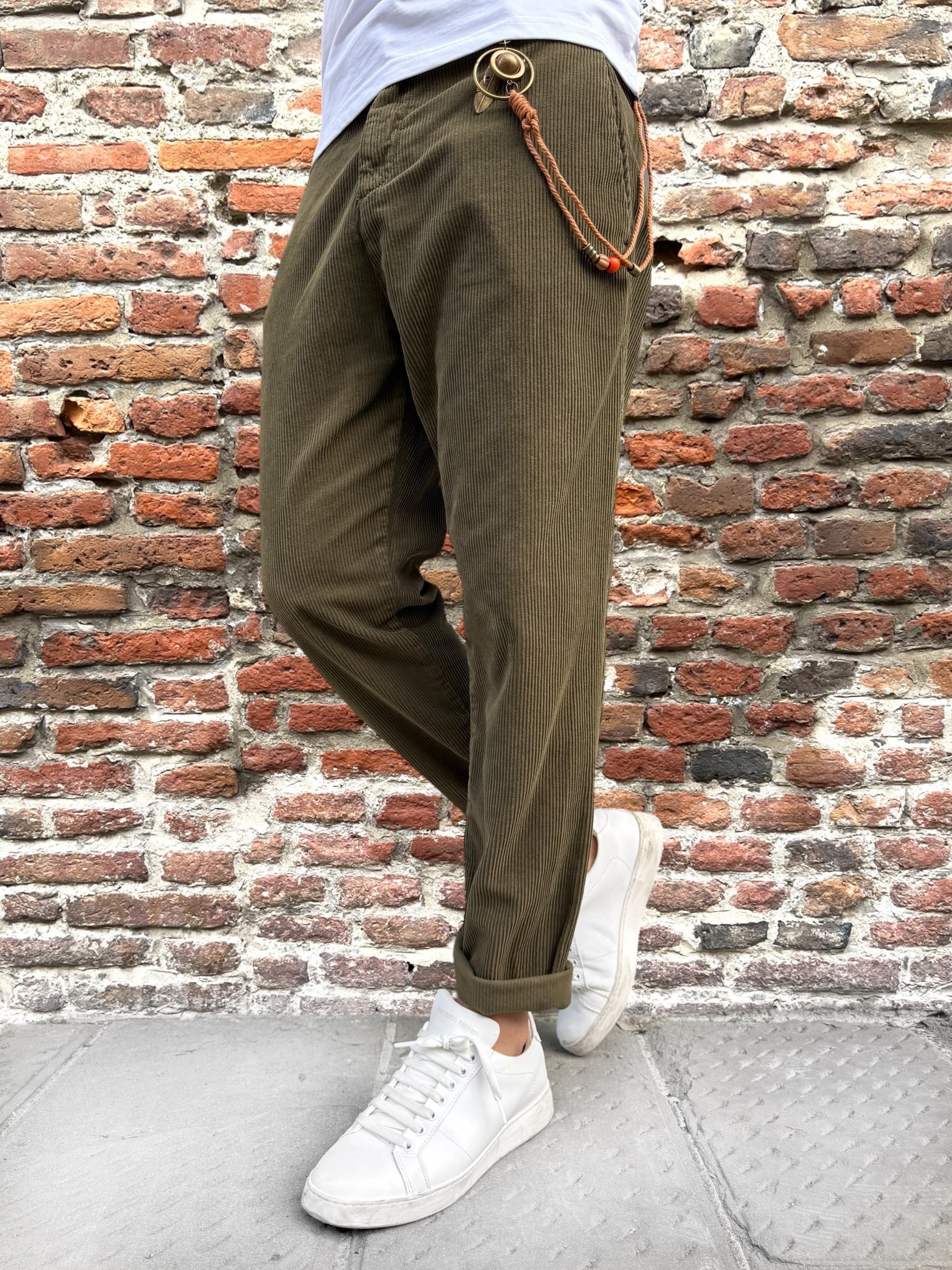 Pantalone Over-D Velluto Tapered Militare P57 (12267067638100)