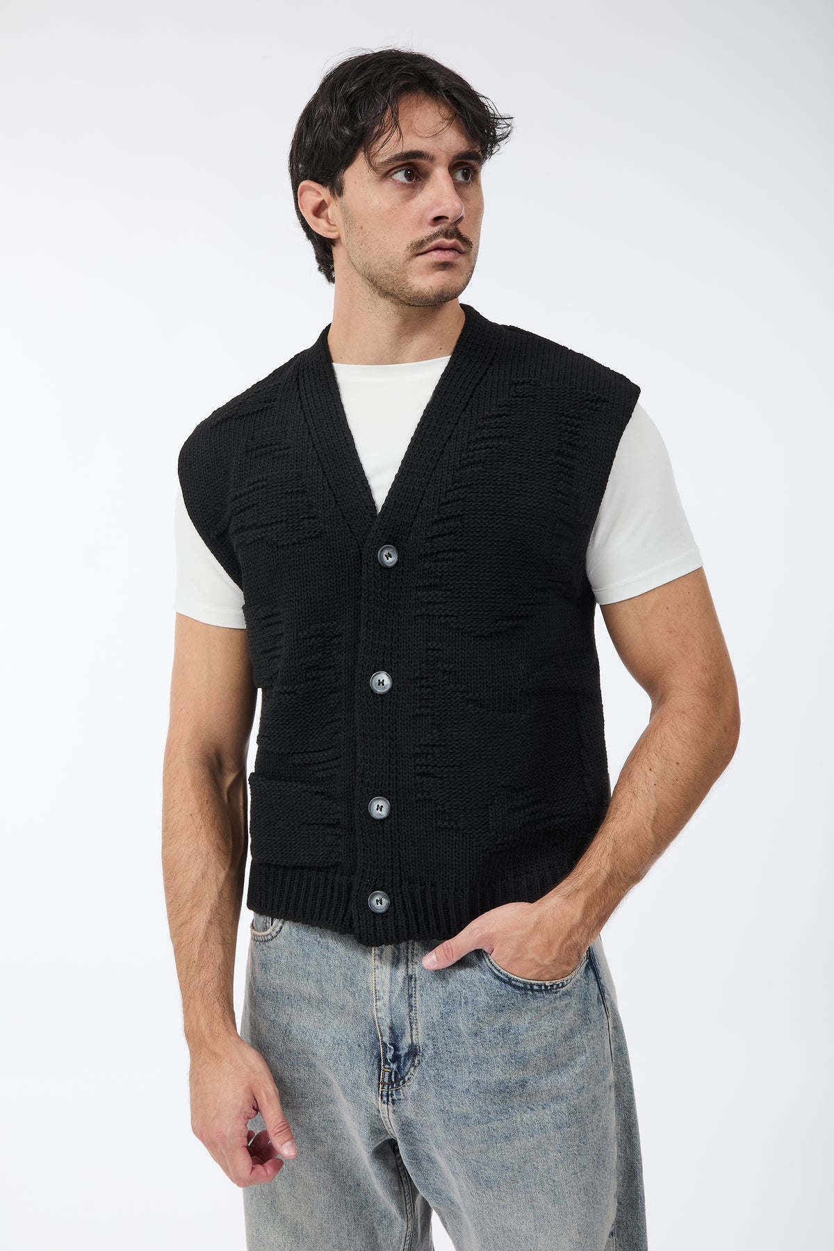 Cardigan Berna Smanicato Nero 016