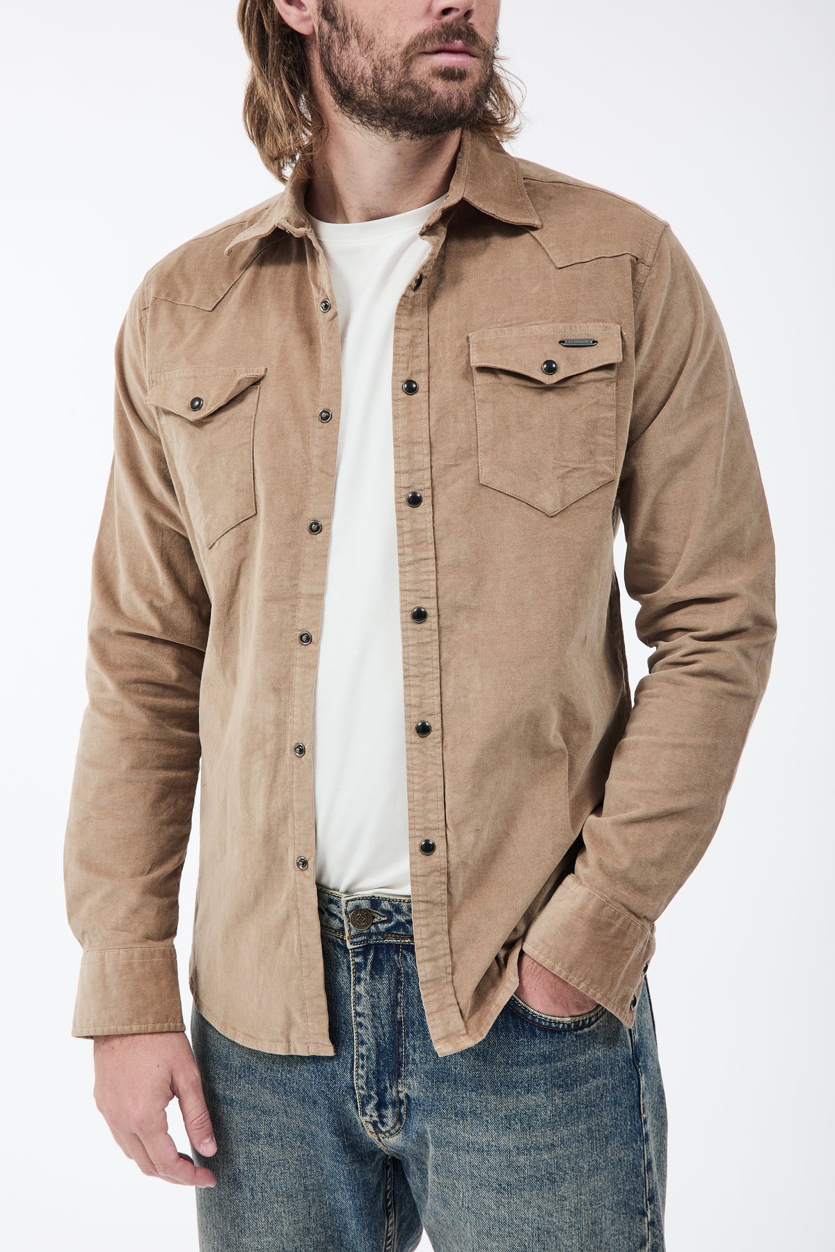 Camicia Gianni Lupo Velluto Cammello 7800