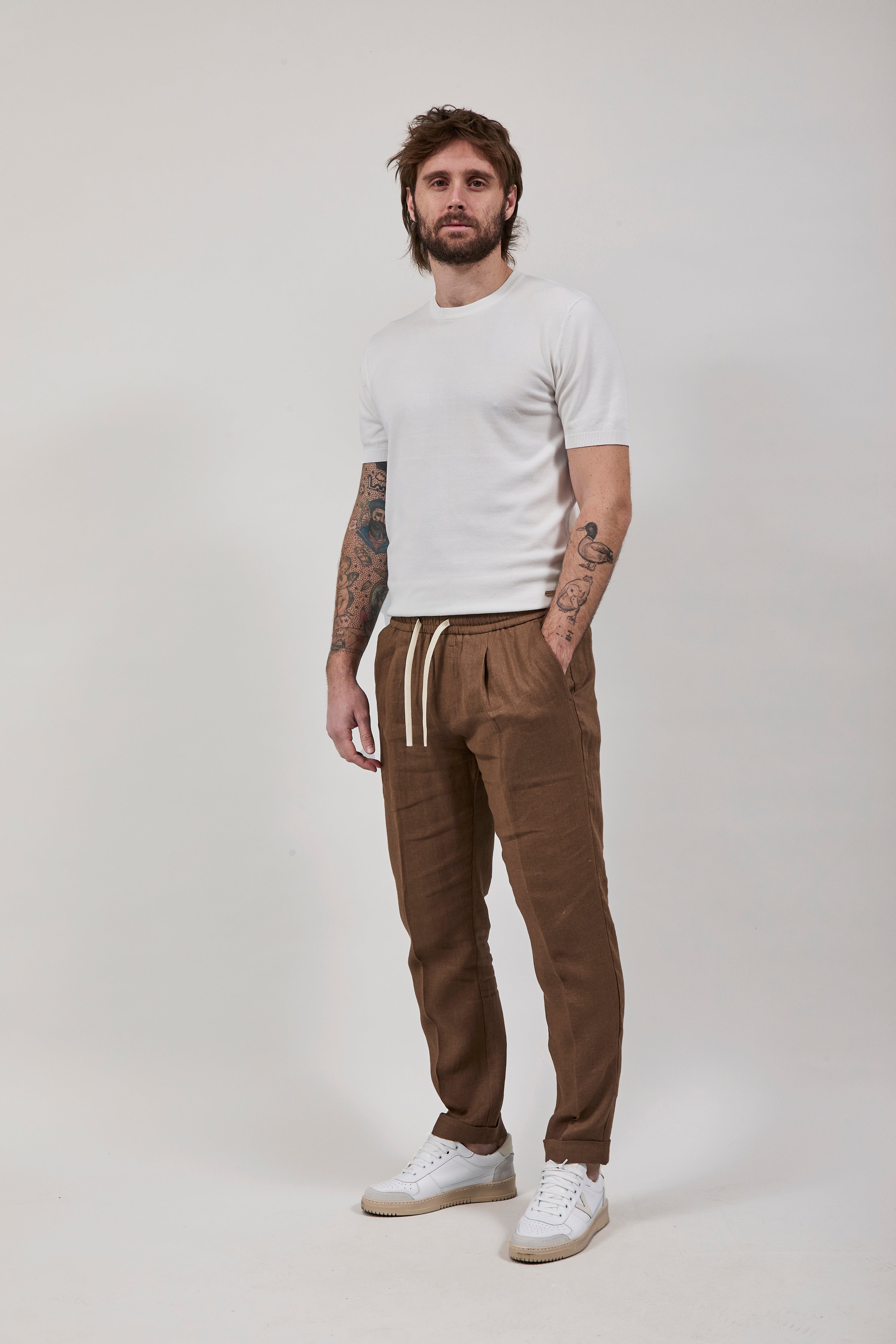 Pantalaccio Over-d Lino Cacao P75