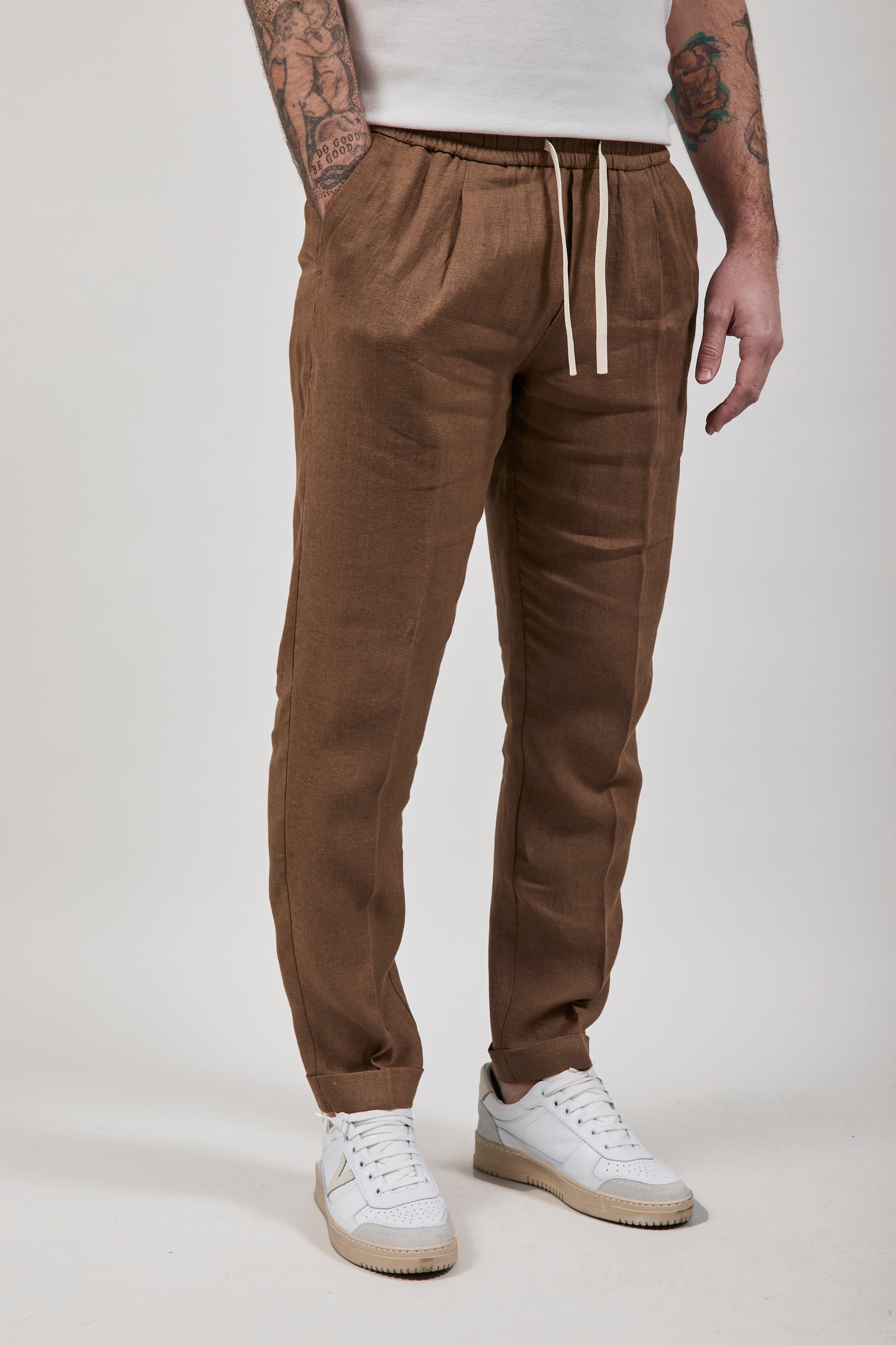 Pantalaccio Over-d Lino Cacao P75