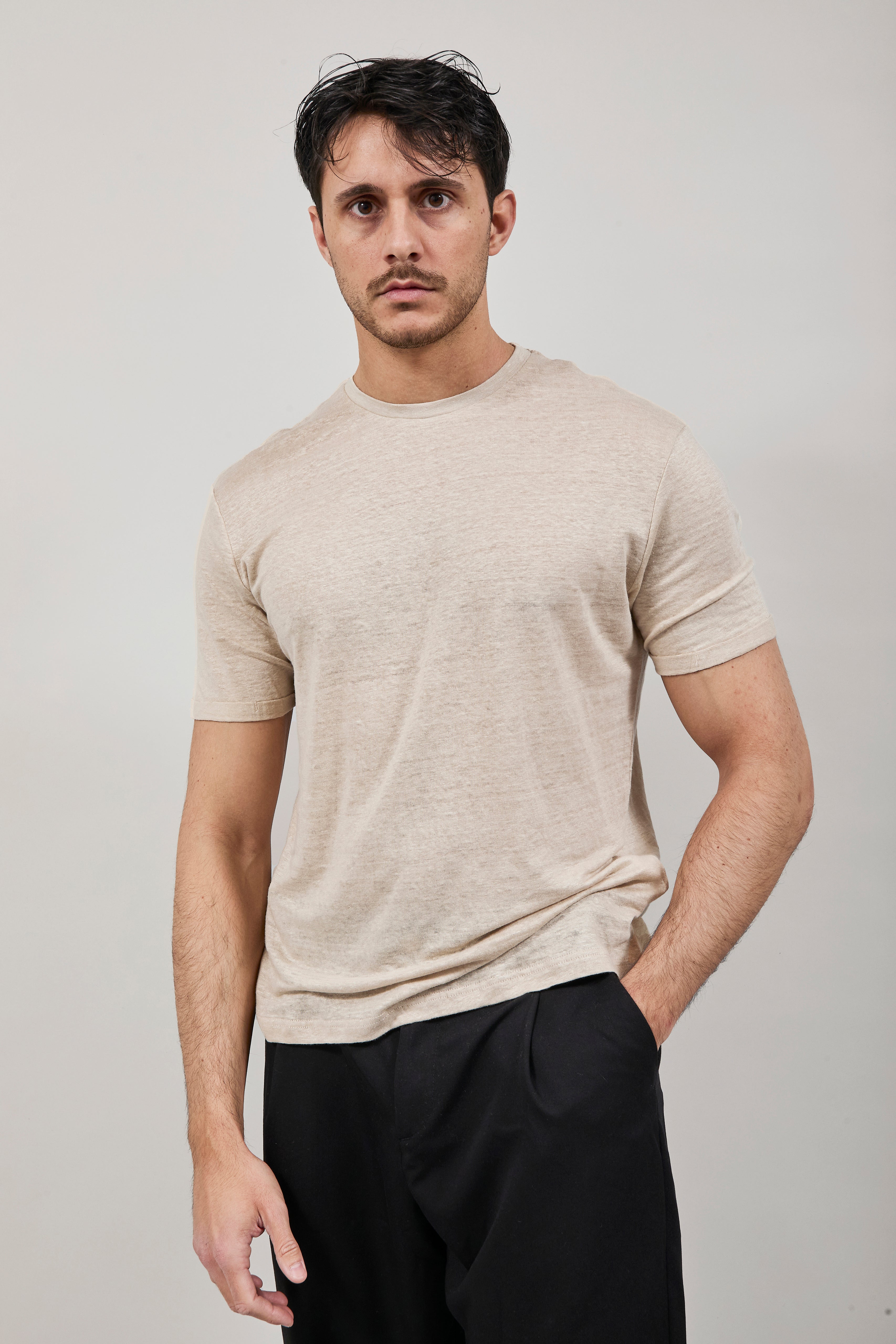 T-shirt Gianni Lupo Lino Beige 087
