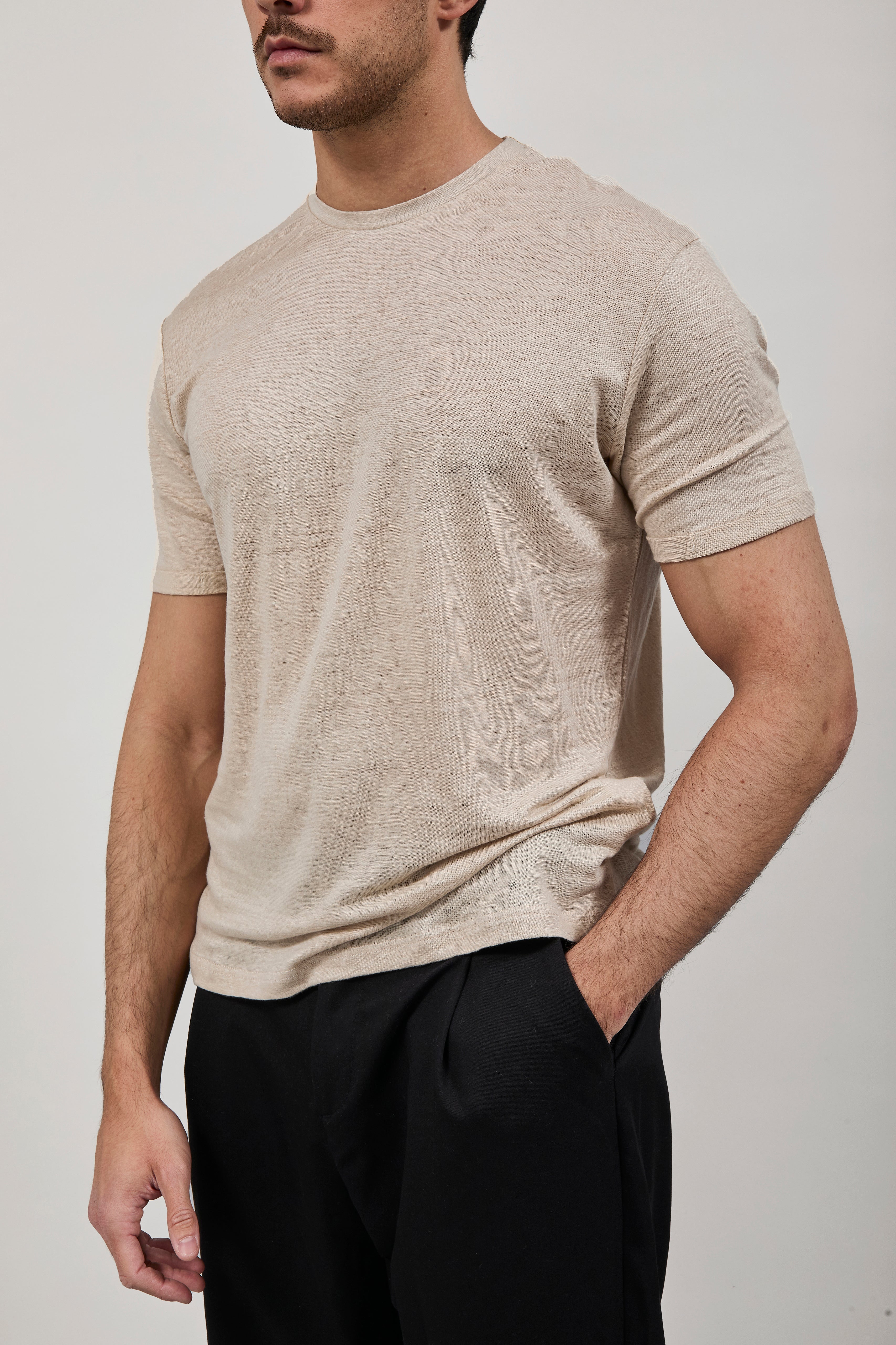 T-shirt Gianni Lupo Lino Beige 087