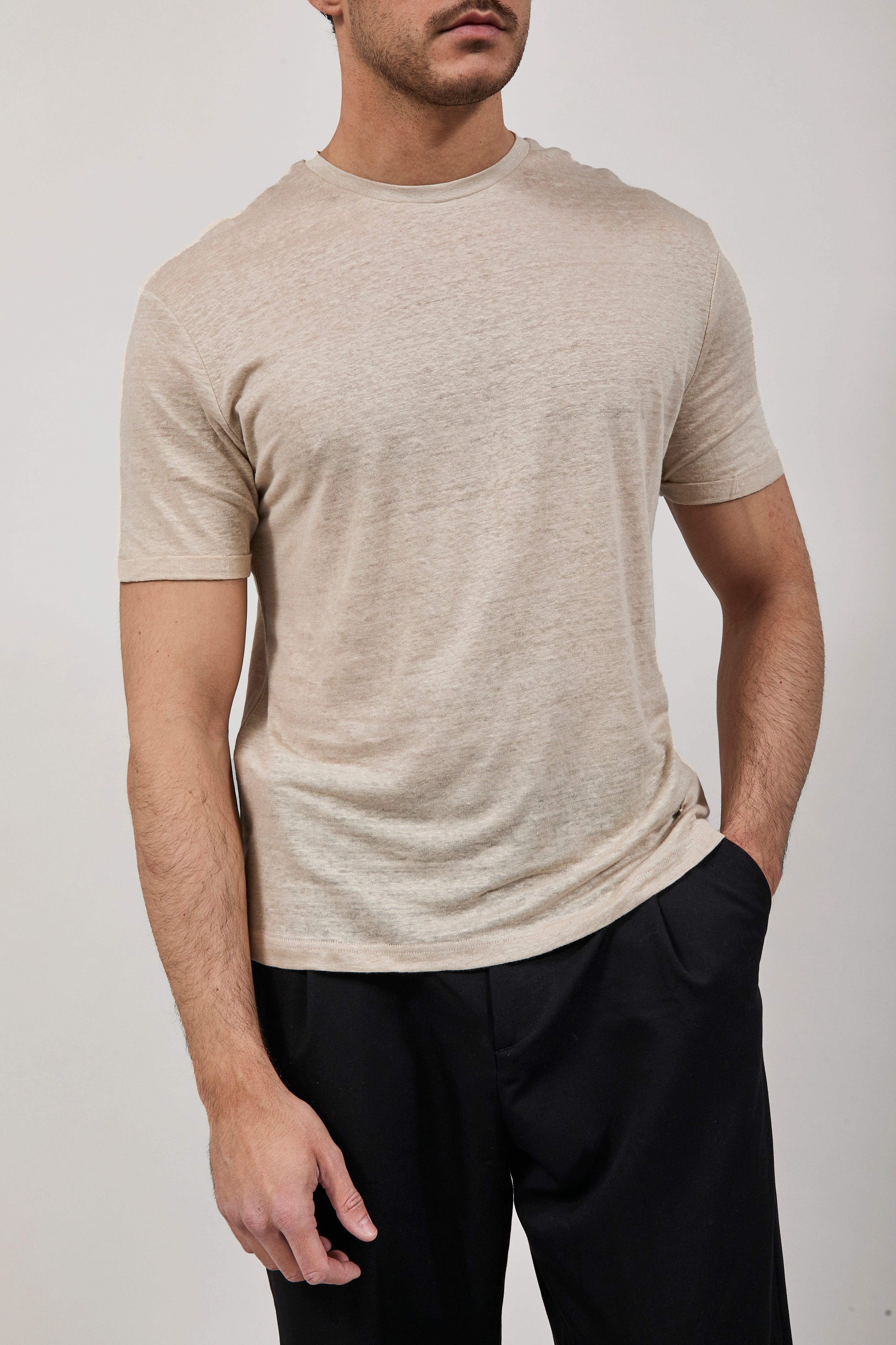 T-shirt Gianni Lupo Lino Beige 087